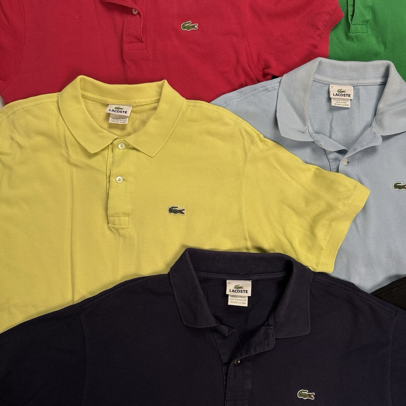Lot of 10 Lacoste Short Sleeve Polo Shirts Wholesale Box 3,4,5,8,S,L,XL,2XL