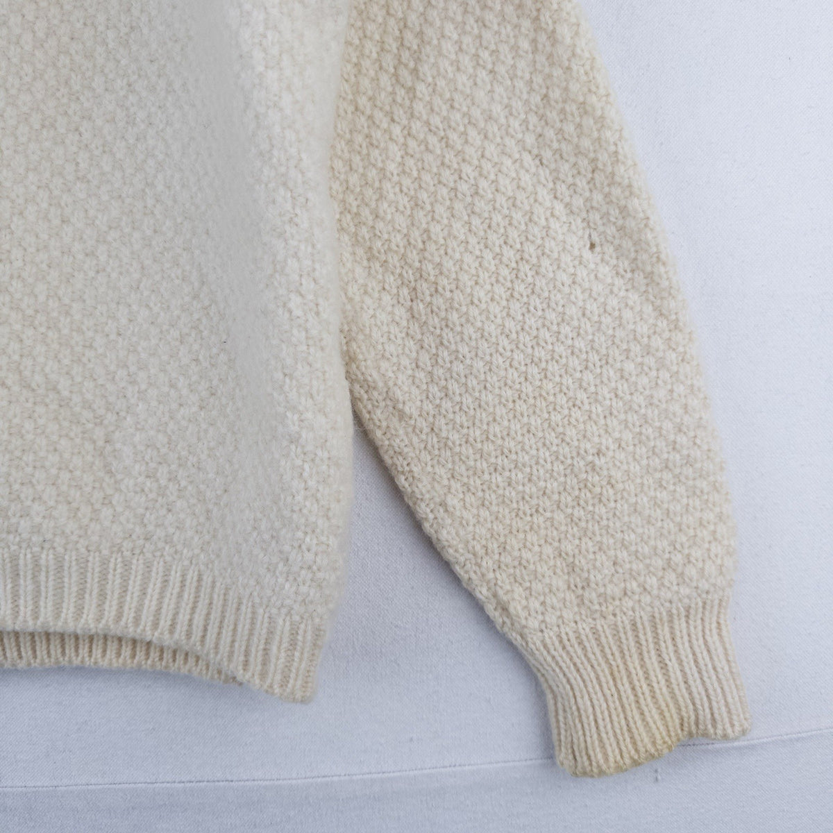 70’s Vtg St Michael Aran Chunky Knit Cardigan Fisherman Wool Cream L *Distressed