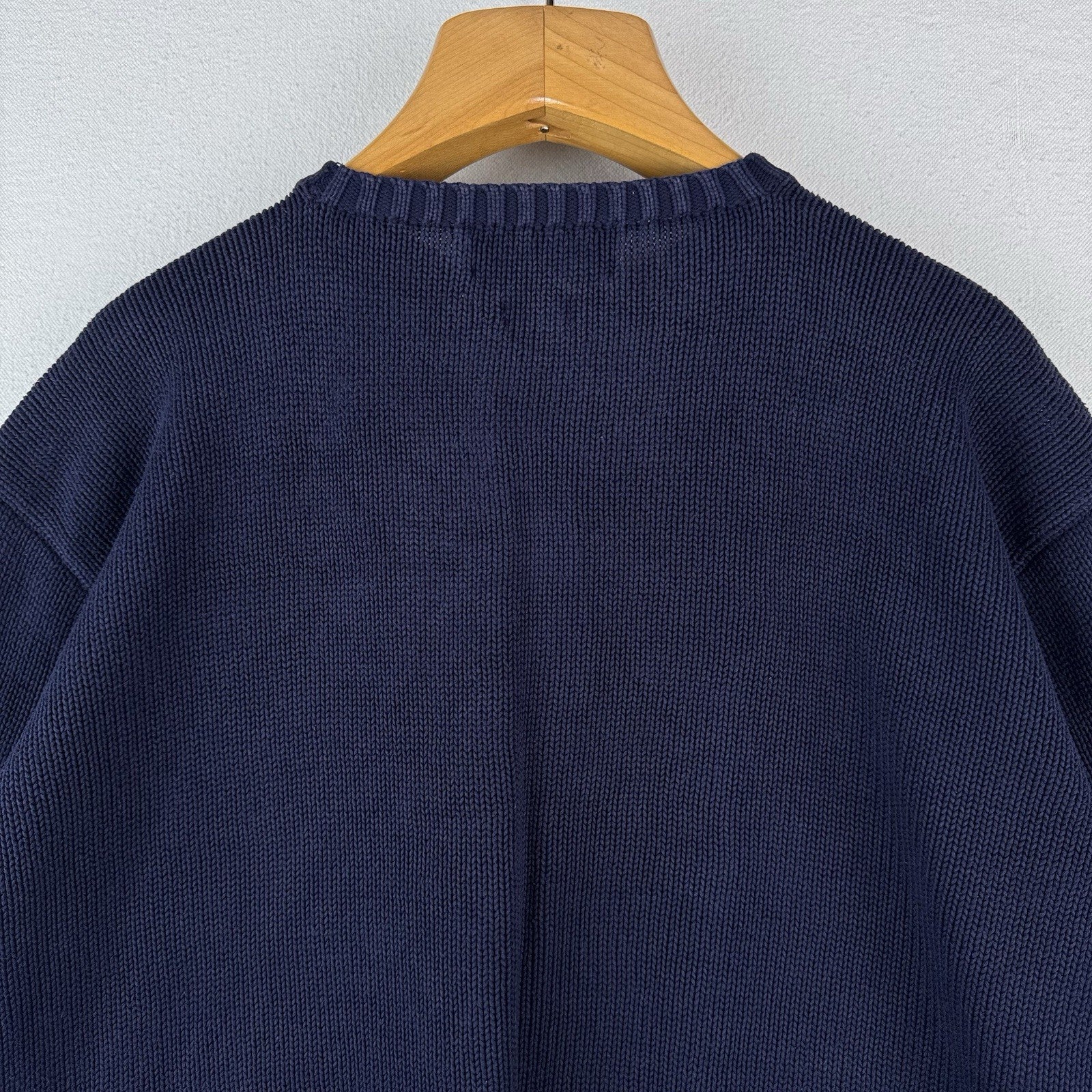 90's Vintage Polo Ralph Lauren Sweater Men's XL Navy Blue Knit Crewneck Red Pony