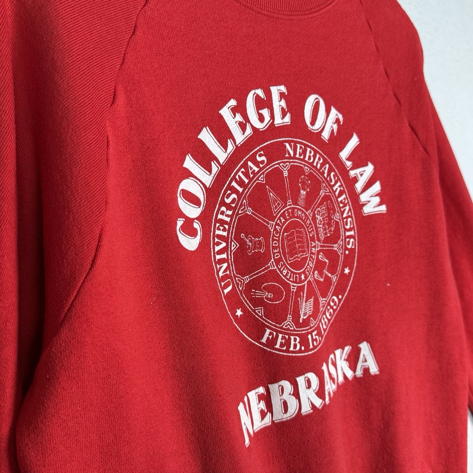 Vintage Jerzees Nebraska Law Crewneck Raglan Sweatshirt Mens M 38-40 Made In USA