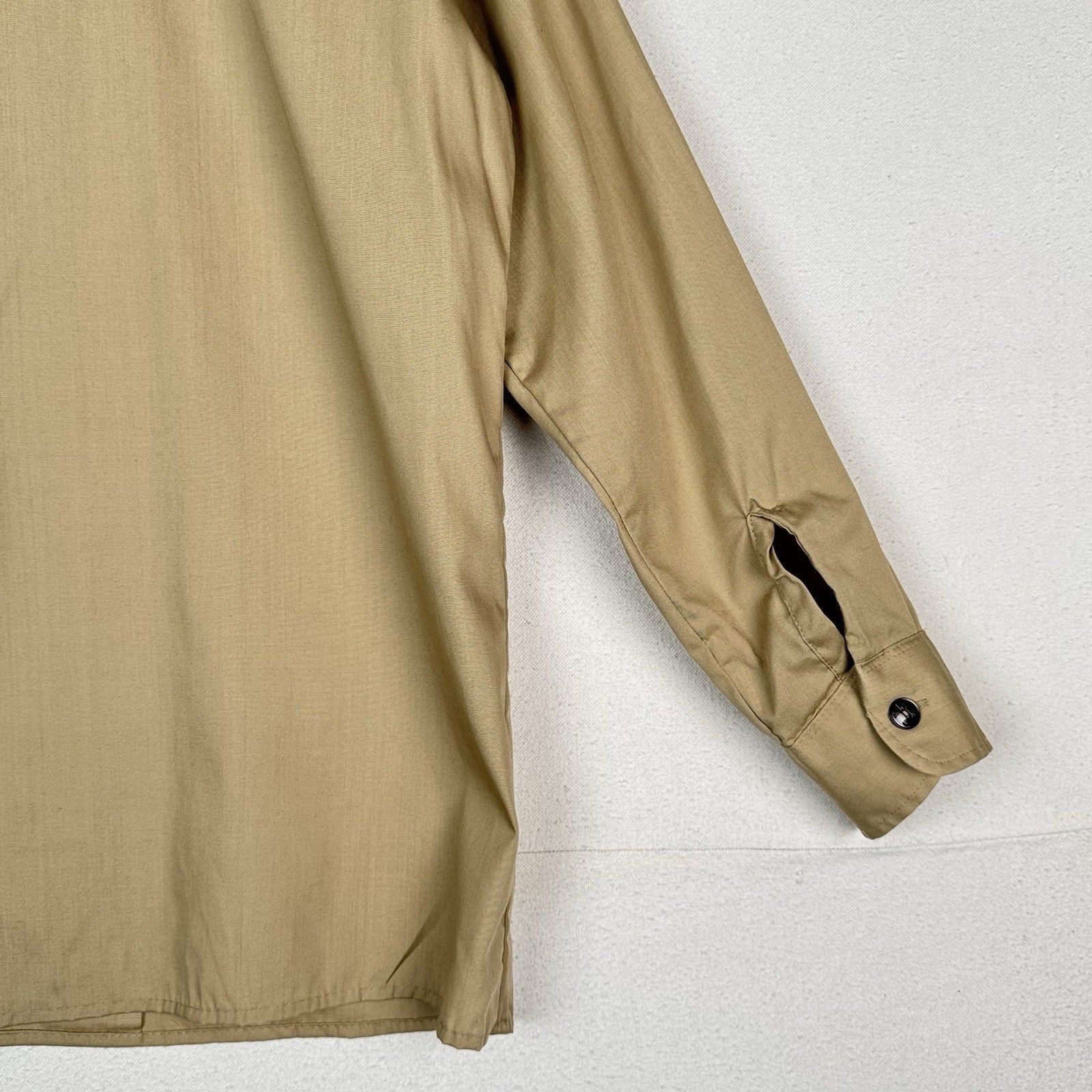 Vtg BSA Boy Scouts Uniform Shirt Men M Tan Long Sleeve Patches Made USA Buckeye
