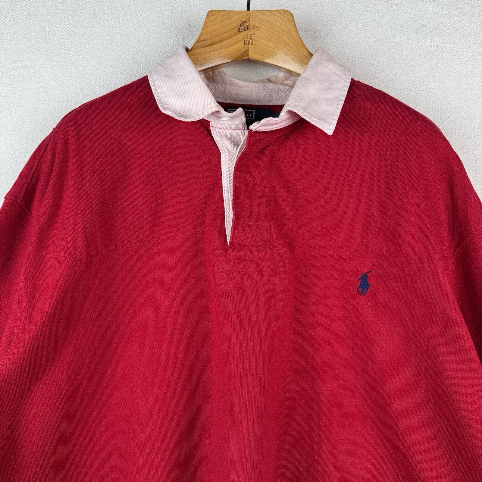 Polo Ralph Lauren Rugby Shirt Red Quilted Shoulders Elbow Patches 3XB *Read