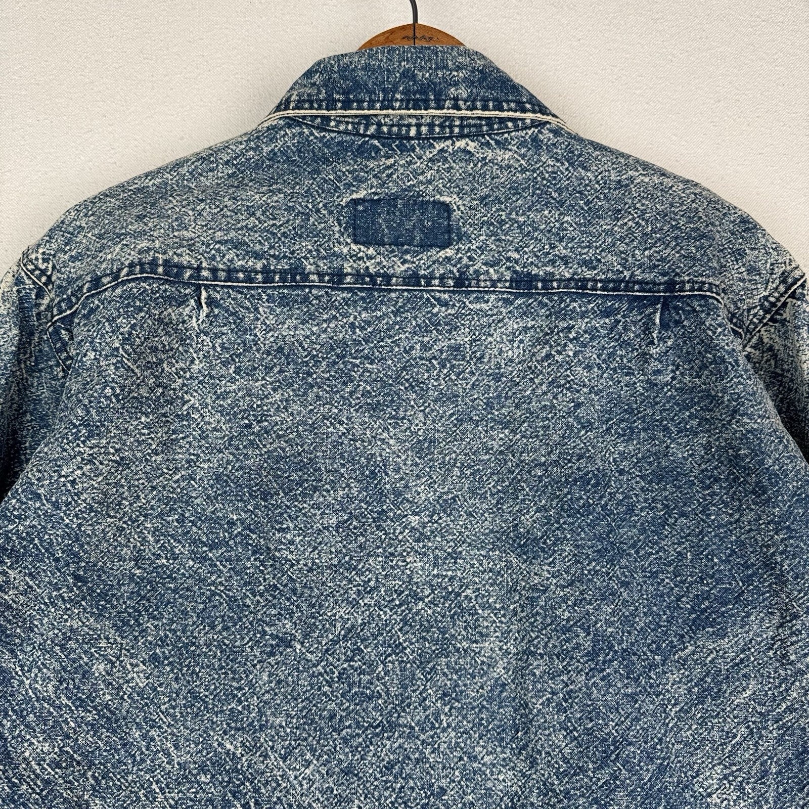 Vintage 80’s Chai Denim Jacket Unisex Medium Acid Wash Quilted Shoulders Straps