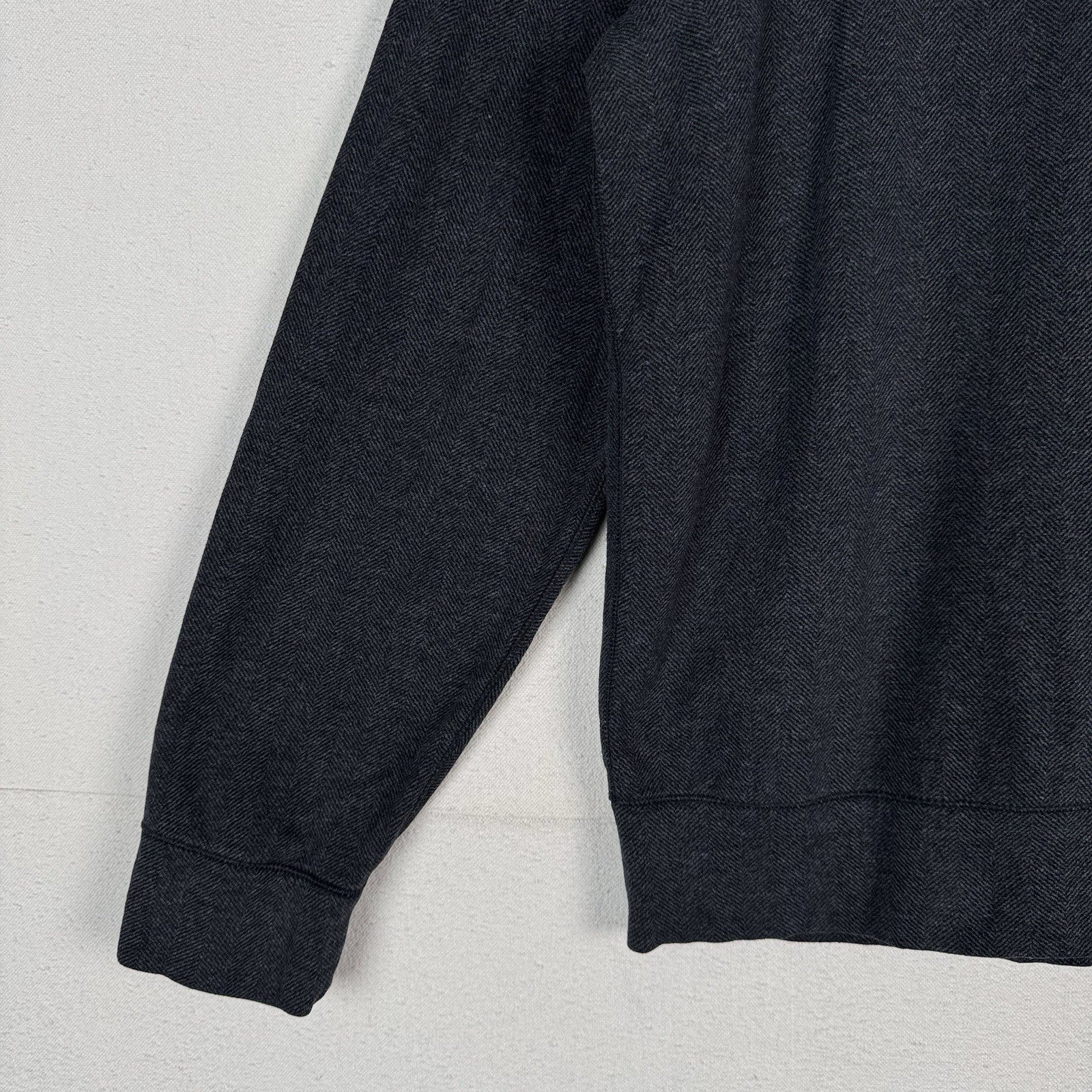 Polo Ralph Lauren 1/4 Zip Soft Sweater Mens L Black Herringbone Cotton Blend
