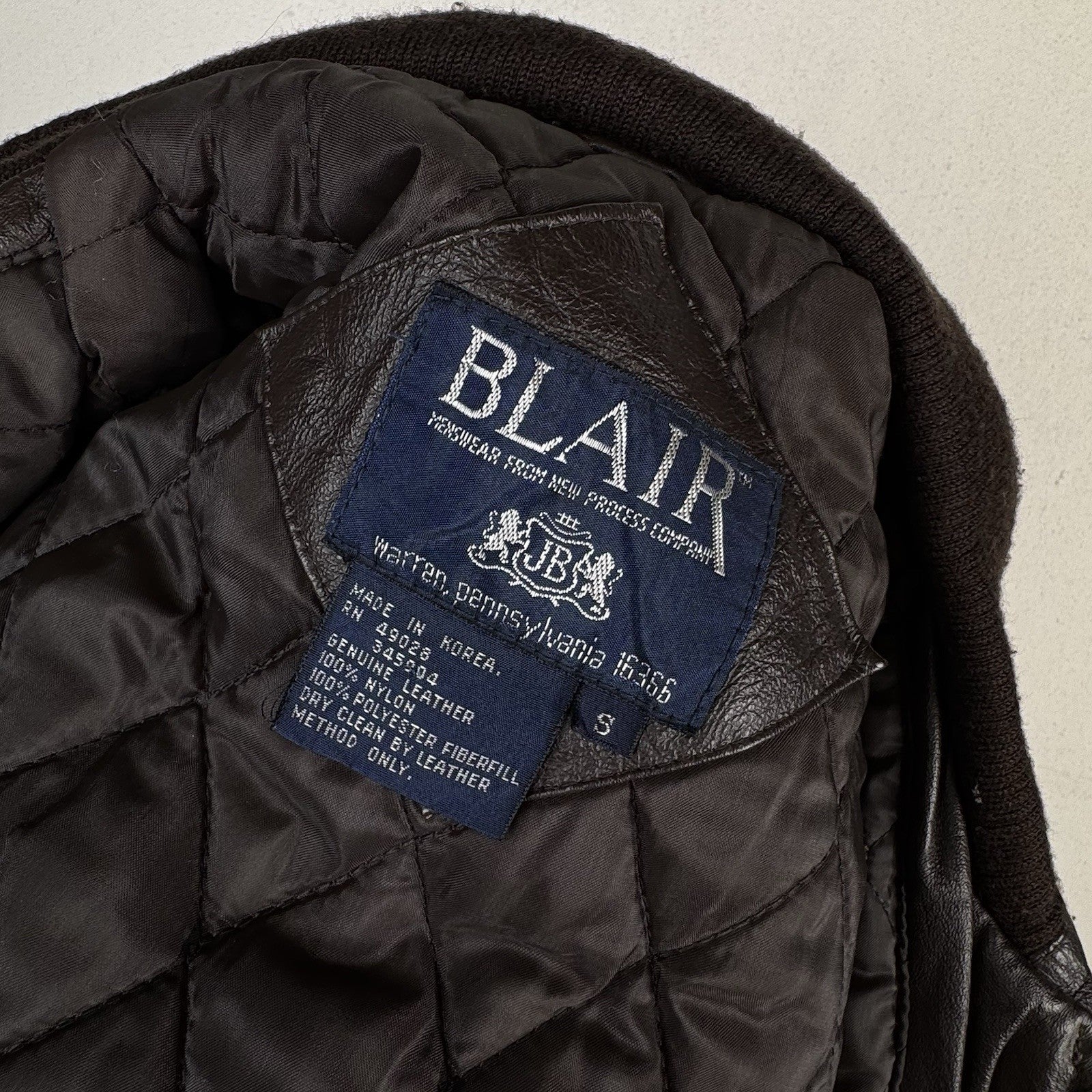 John Blair Leather Western Bomber Aviator Jacket Brown Mens’s Small