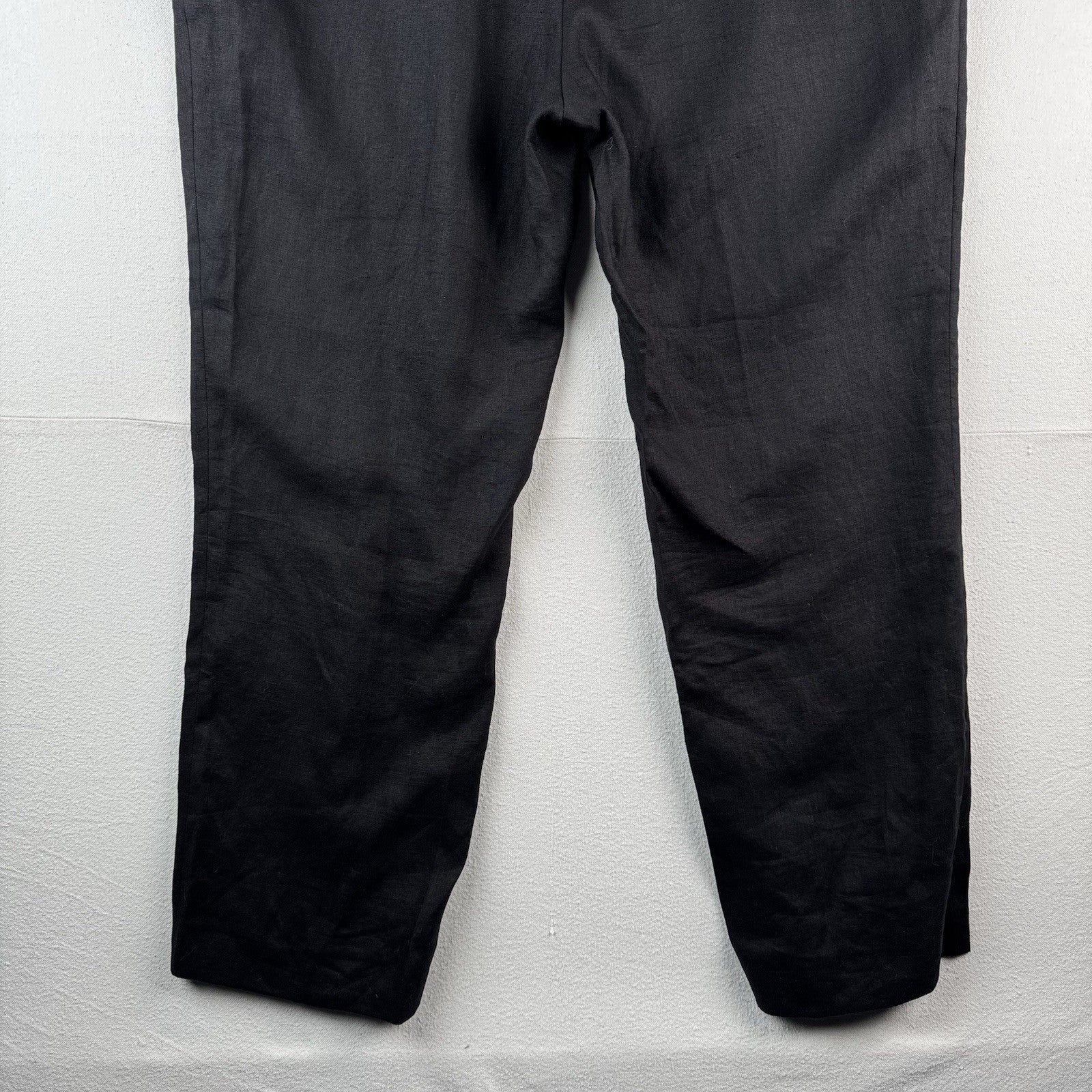 Ralph Lauren Solid Black 100 % Linen Pants Flat Front Men’s Trousers Fits 42x31