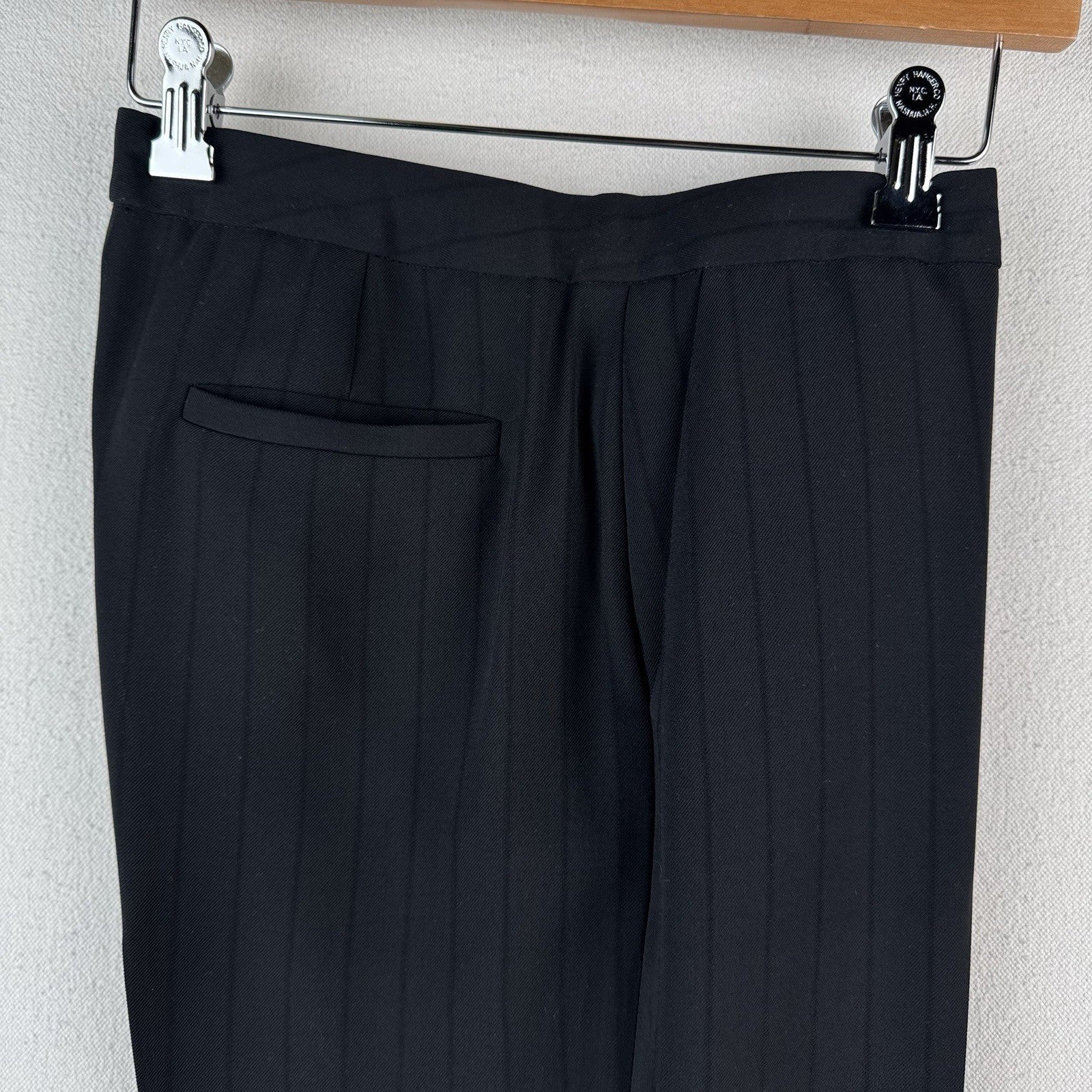 Anne Klein Women's 6 Pant Suit Two Piece Set Black Tonal Pinstripe Leg=9.5"