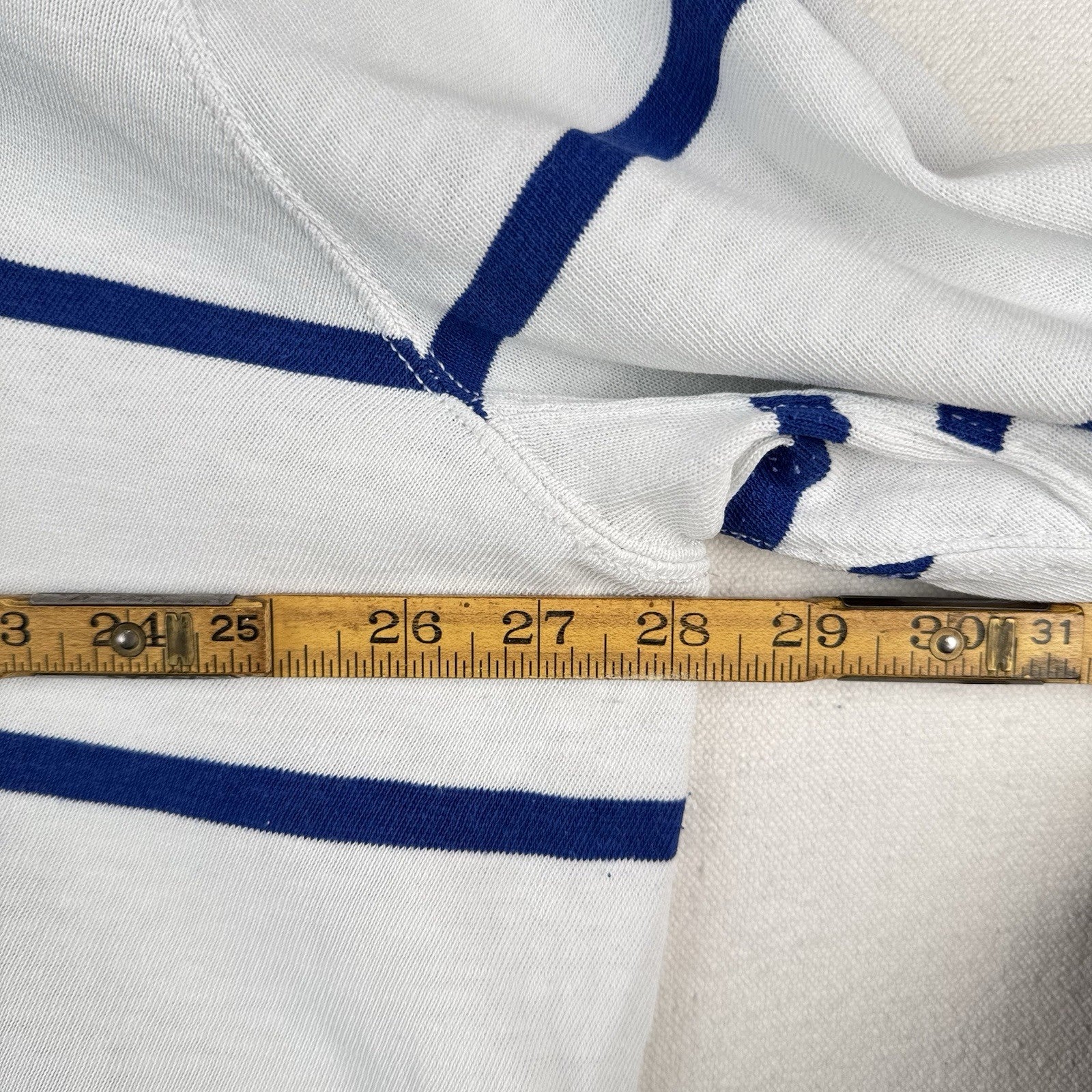 90’s Vtg Polo Ralph Lauren Rugby Shirt Mens 3XLT White Blue Stripe Lightweight