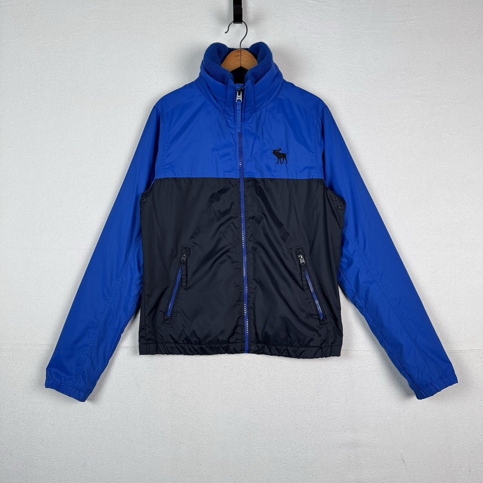 Abercrombie & Fitch Jacket Full Zip Nylon Sweater Collar Moose Logo 2016 Men’s M