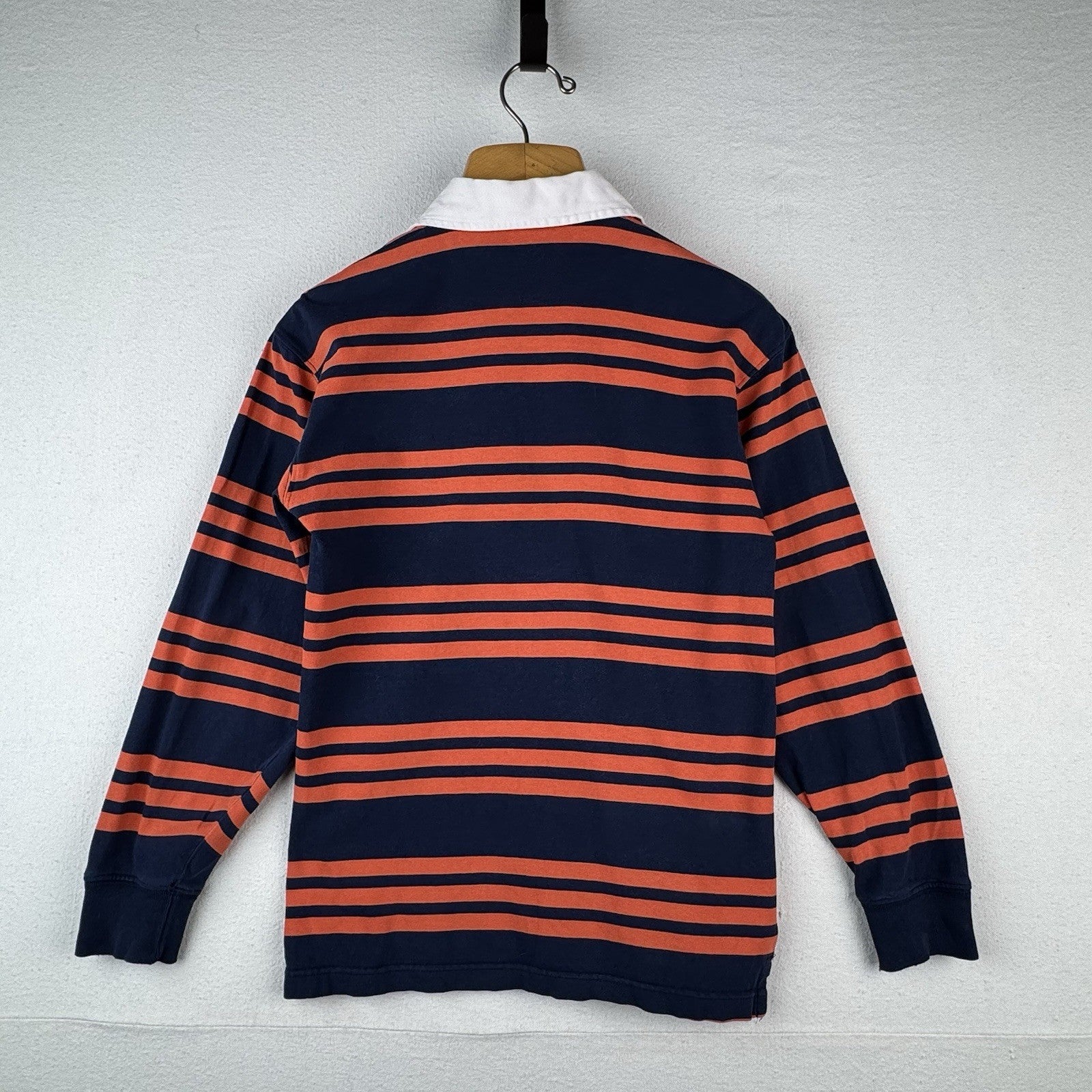 90’s Vtg Ralph Lauren Polo Sport Women’s Medium Orange Blue Stripe Shirt 17”