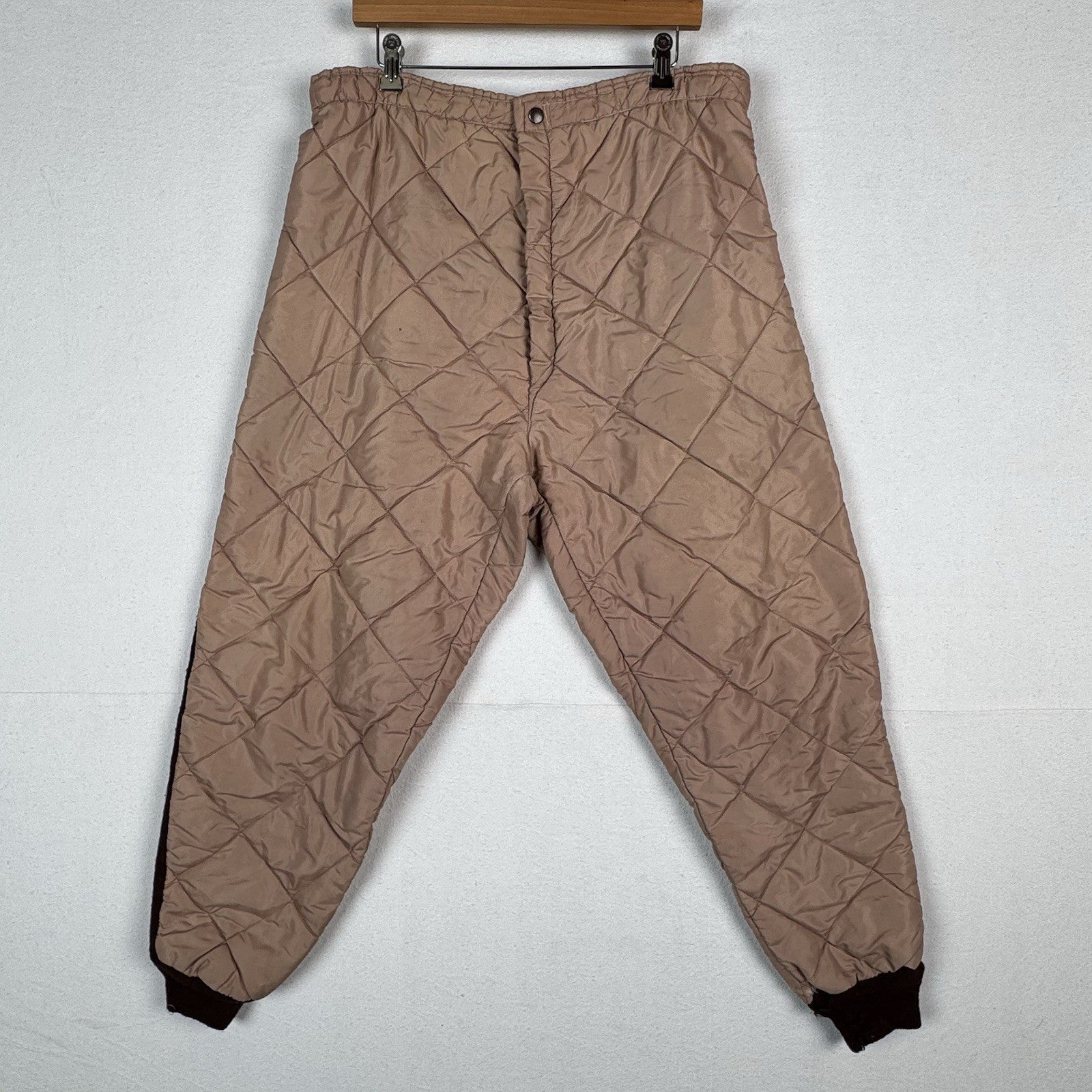 60’s Vintage Bob Allen Quilted Jacket Pants Set Long Underwear Men's XL Brown