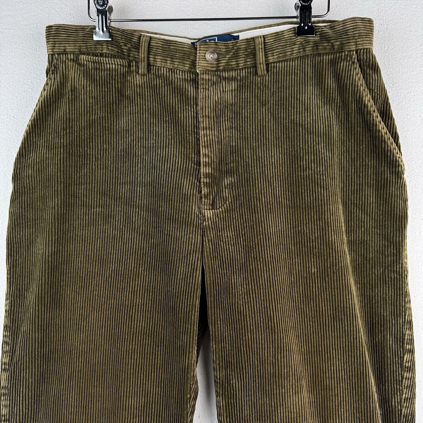 90’s Vtg Polo Ralph Lauren Mens Fits 32x30 Brown Corduroy Flat Front Chino Pants