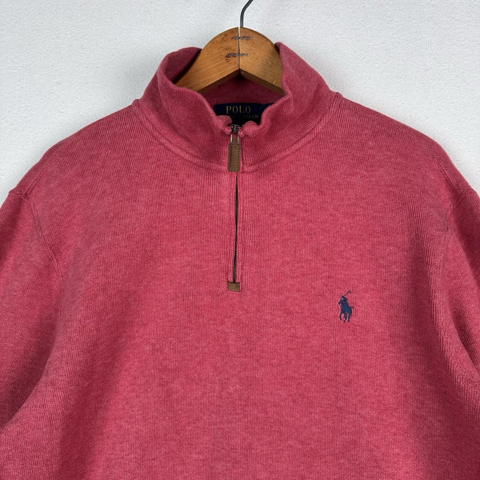 Polo Ralph Lauren Sweater 1/4 Zip Mens Medium Red Pullover Soft Touch