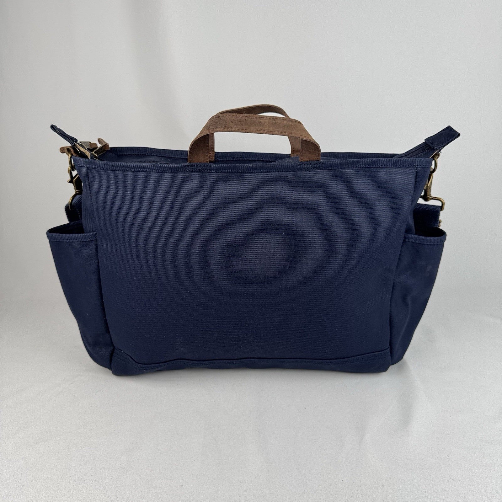 L.L.Bean Stonington Daily Commuter Travel Work Bag Navy Blue Canvas 17”