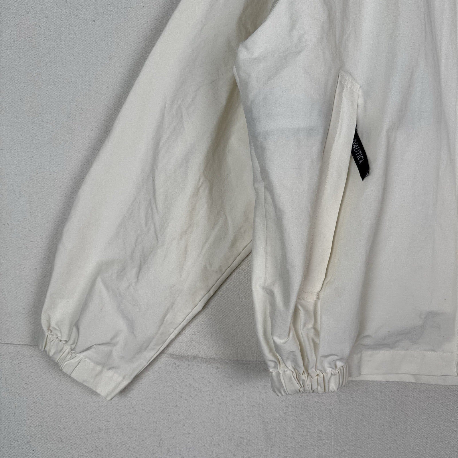Vtg 90’s Nautica Men’s Large Sailing Windbreaker Jacket White Blue Full Zip Flag