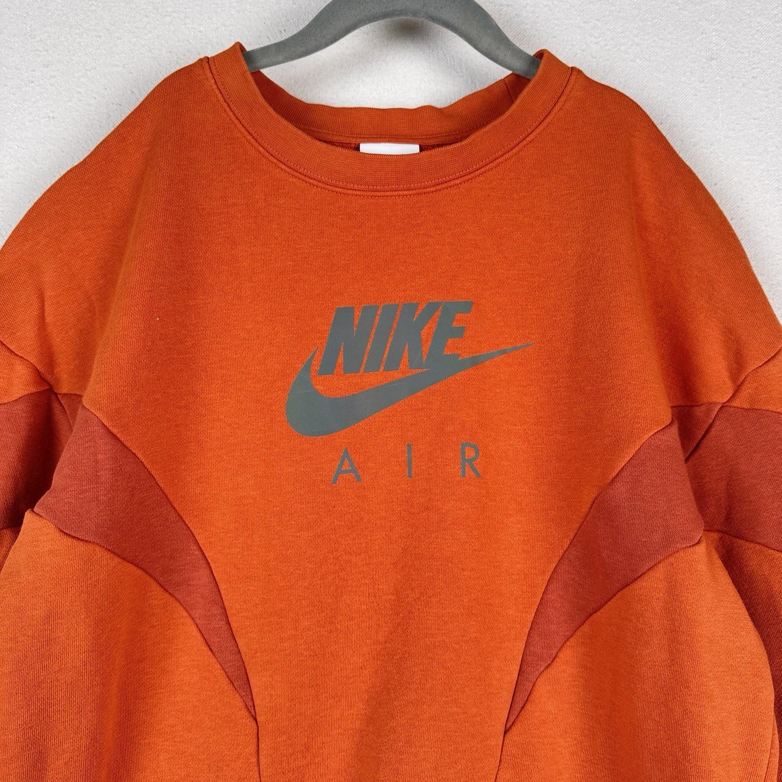 Nike Air Kids Medium Orange Cotton Blend Crew Neck Sweatshirt Reflective Logo