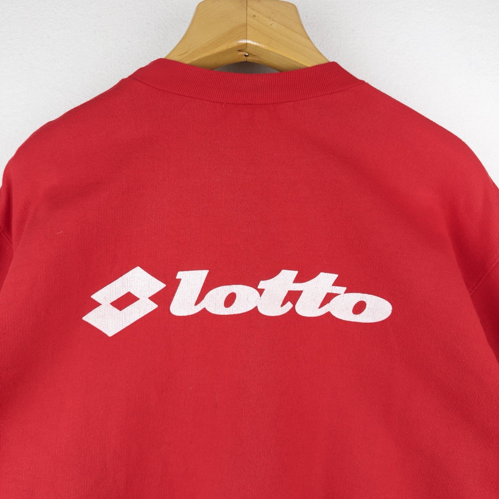 90’s Vtg Lotto Big Logo Red Crewneck Sweatshirt Men’s XL  (44) Made In Italy