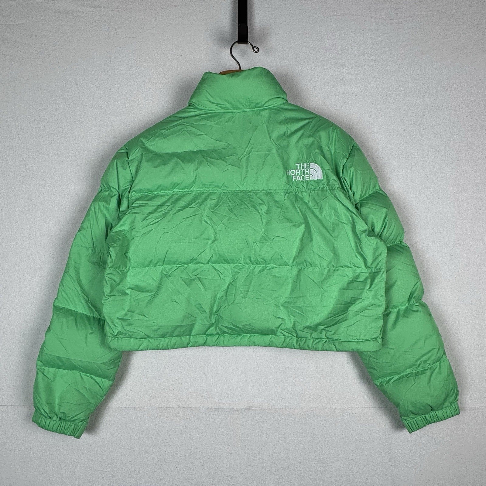 The North Face Nuptse Retro 700 Down Puffer Cropped Jacket Chlorophyll Green - L