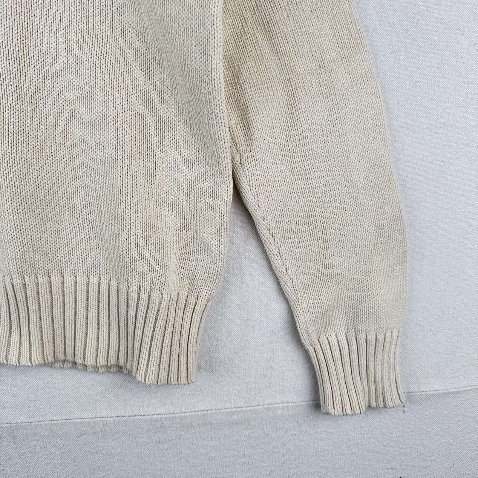 90's Vintage Polo Ralph Lauren Sweater Men's M Cream Beige Pima Cotton Crewneck