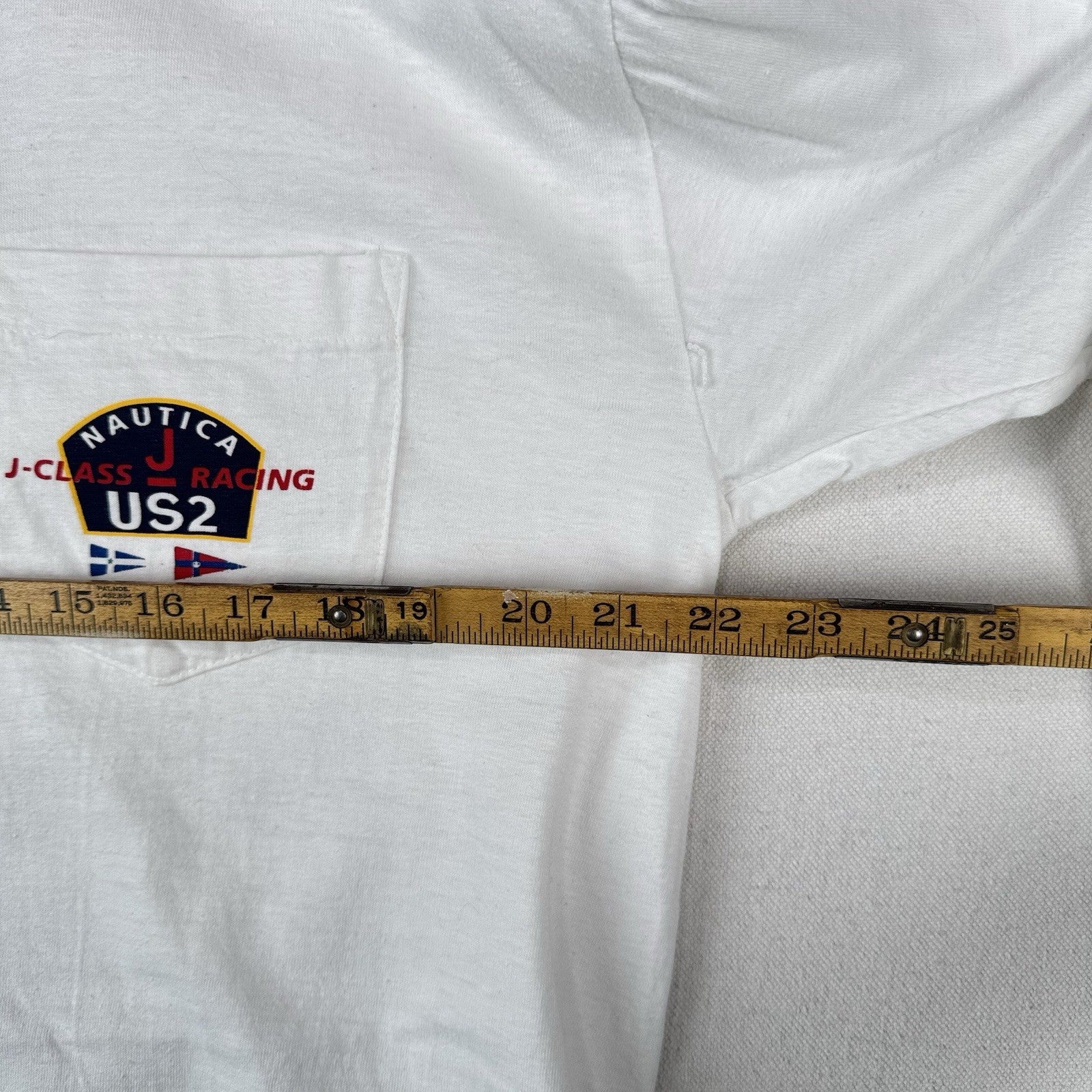 Vintage Nautica J-Class US2 Racing Men’s Large White Long Sleeve Pocket T-shirt