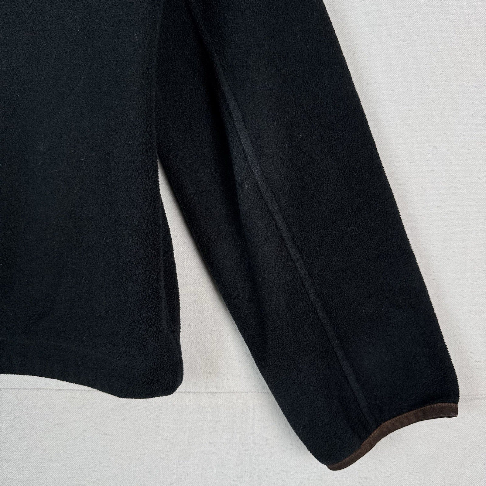 Vintage Polo Ralph Lauren Fleece Leather Trim Men’s Black L Jacket Distressed*