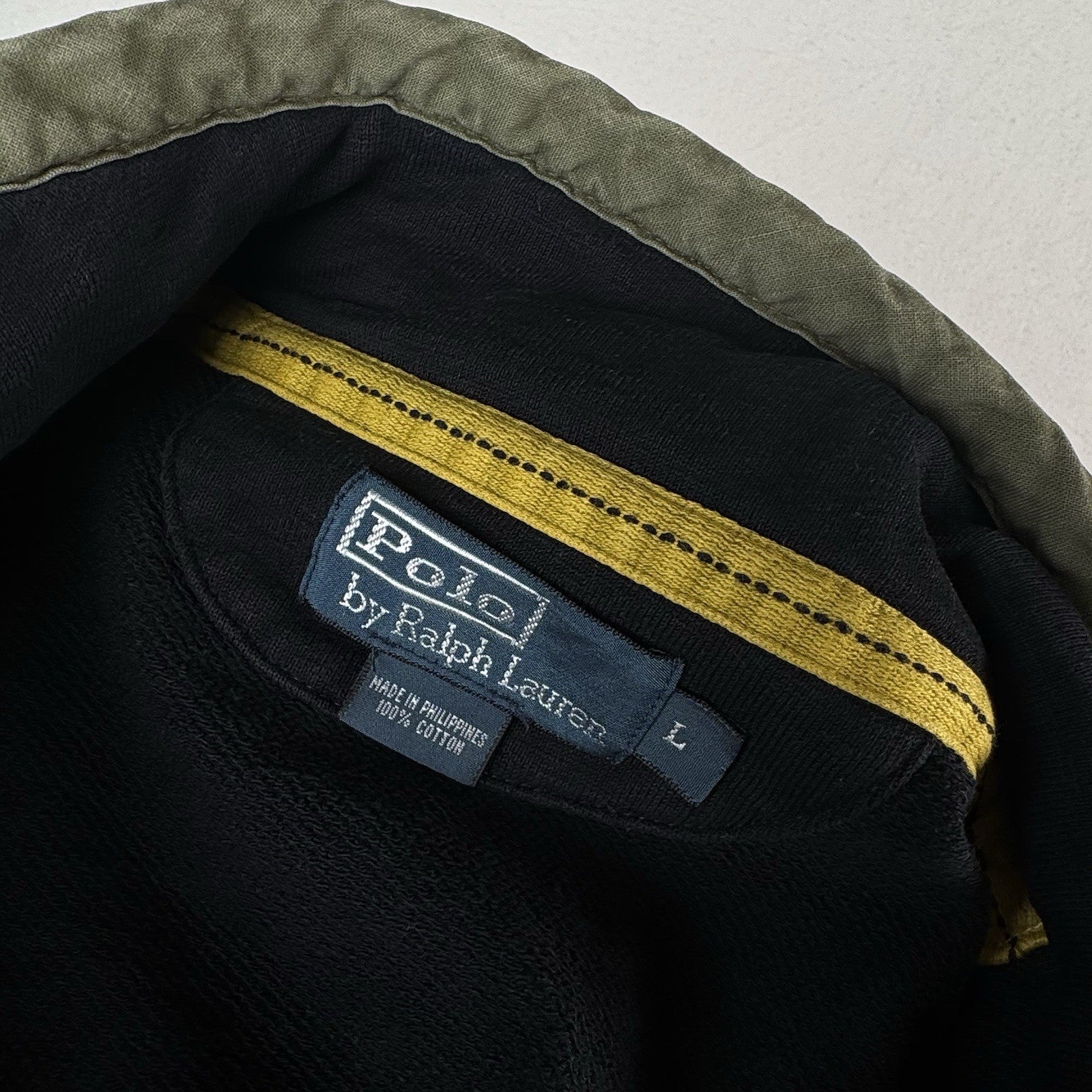 Polo Ralph Lauren Sweatshirt Mens Large Black Mock Neck Half Zip Snap Pullover