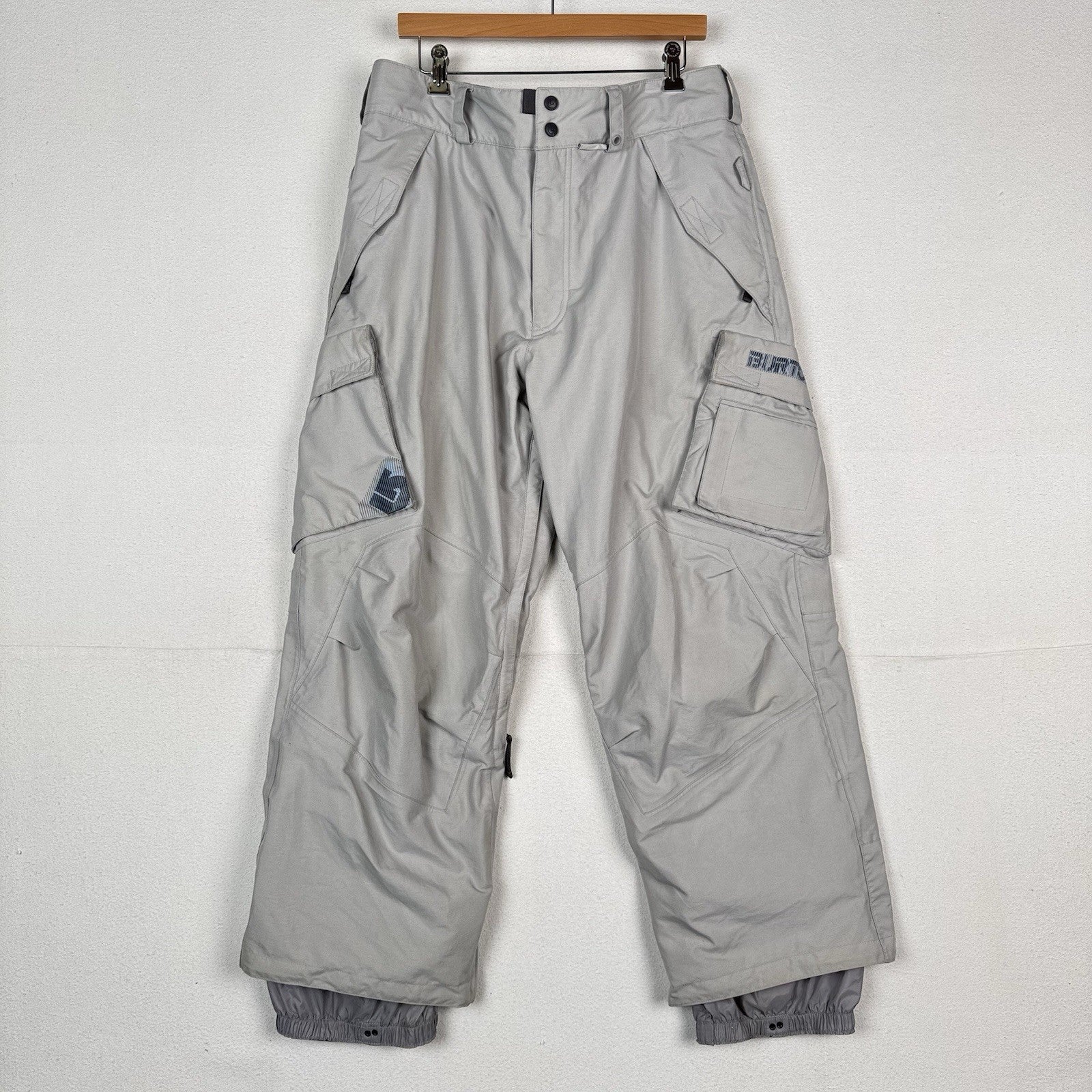 Burton Snowboard Pants Unisex Beige Size Large Pockets Leg Vents Adjustable