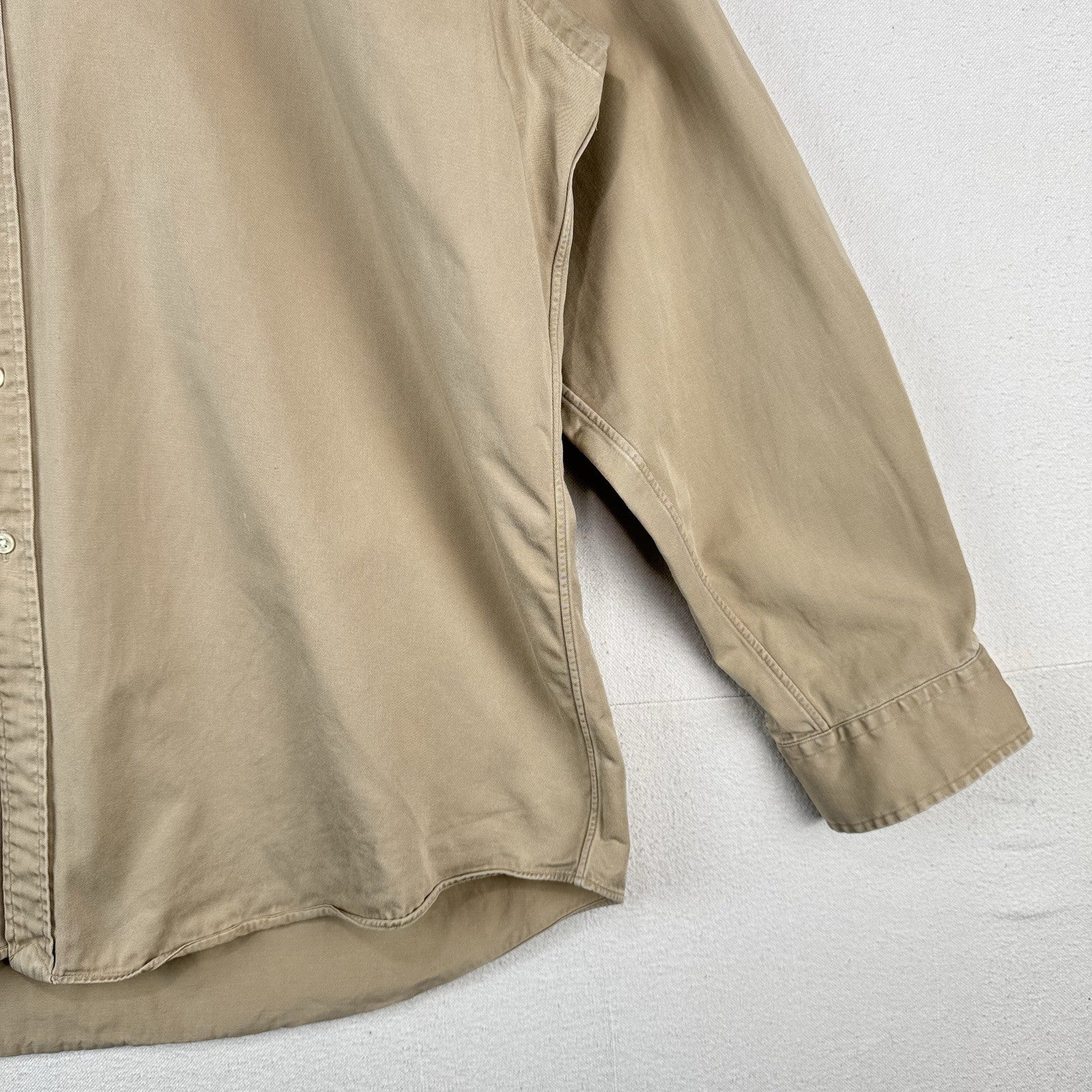 Ralph Lauren Blake Mens XL Tan Khaki Cotton Long Sleeve Button Down Shirt Pony
