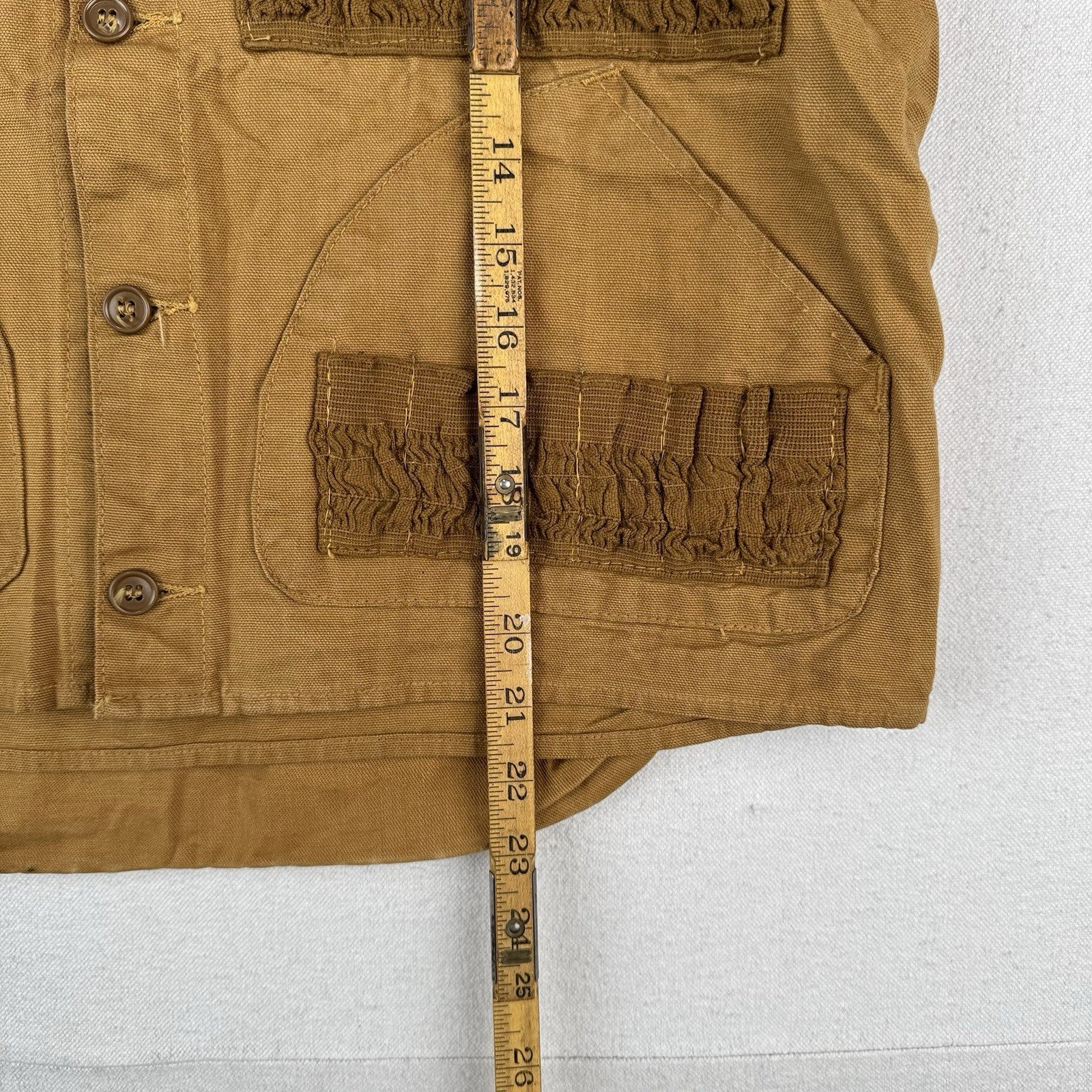 60’s Vtg Drybak Hunting Vest Brown Duck Canvas Shell Loops Game Bag Men’s M 40”
