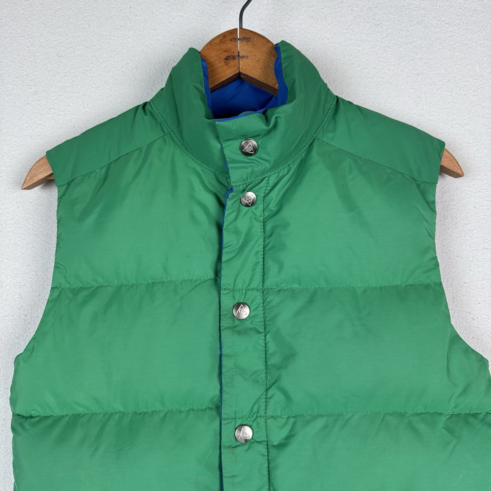Vintage 70’s Gerry Goose Down Vest Reversible Blue Green Made USA XS (Youth L)