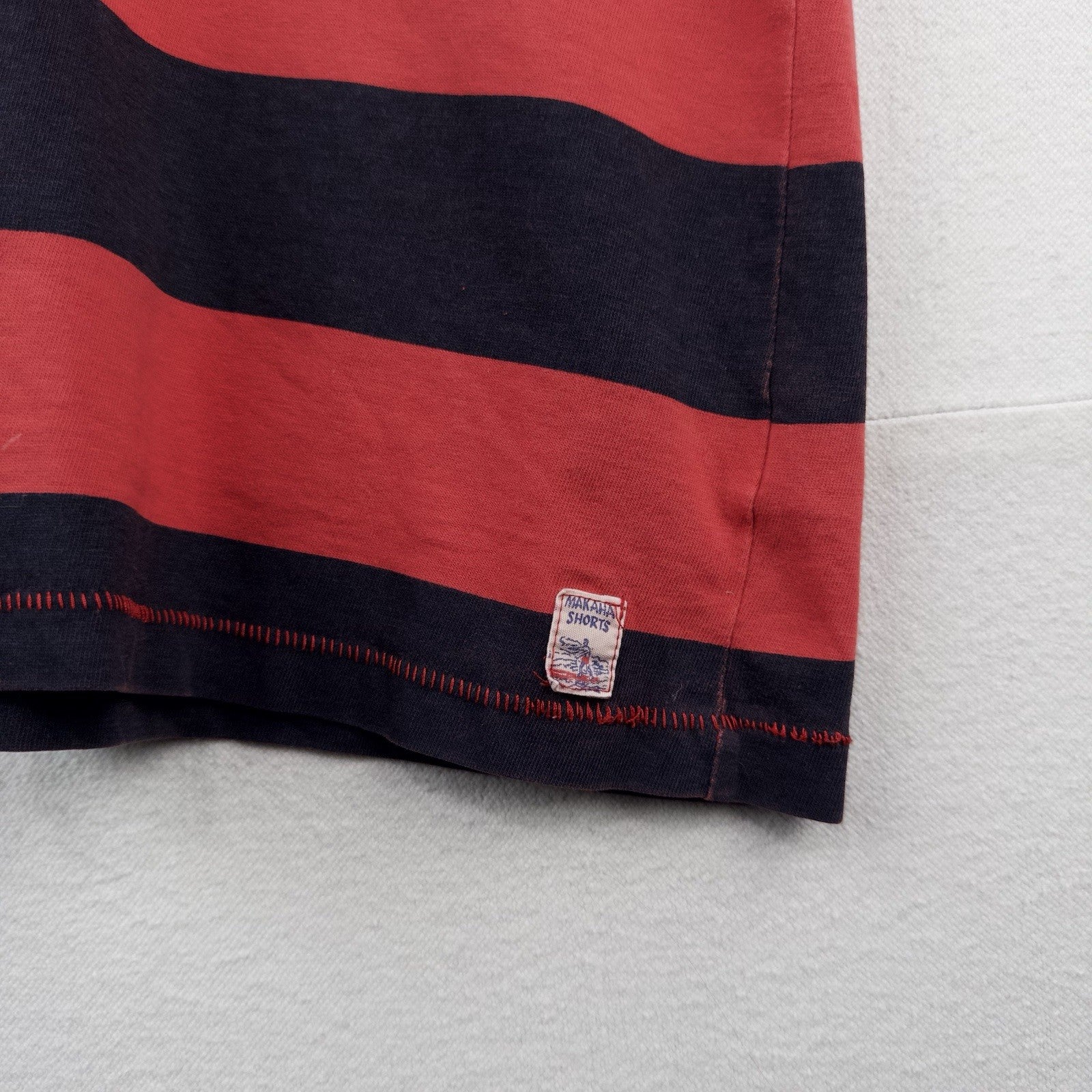 M.Nii Surf Pocket T-shirt Men’s XL Red Blue Striped Short Sleeve Cotton Made USA