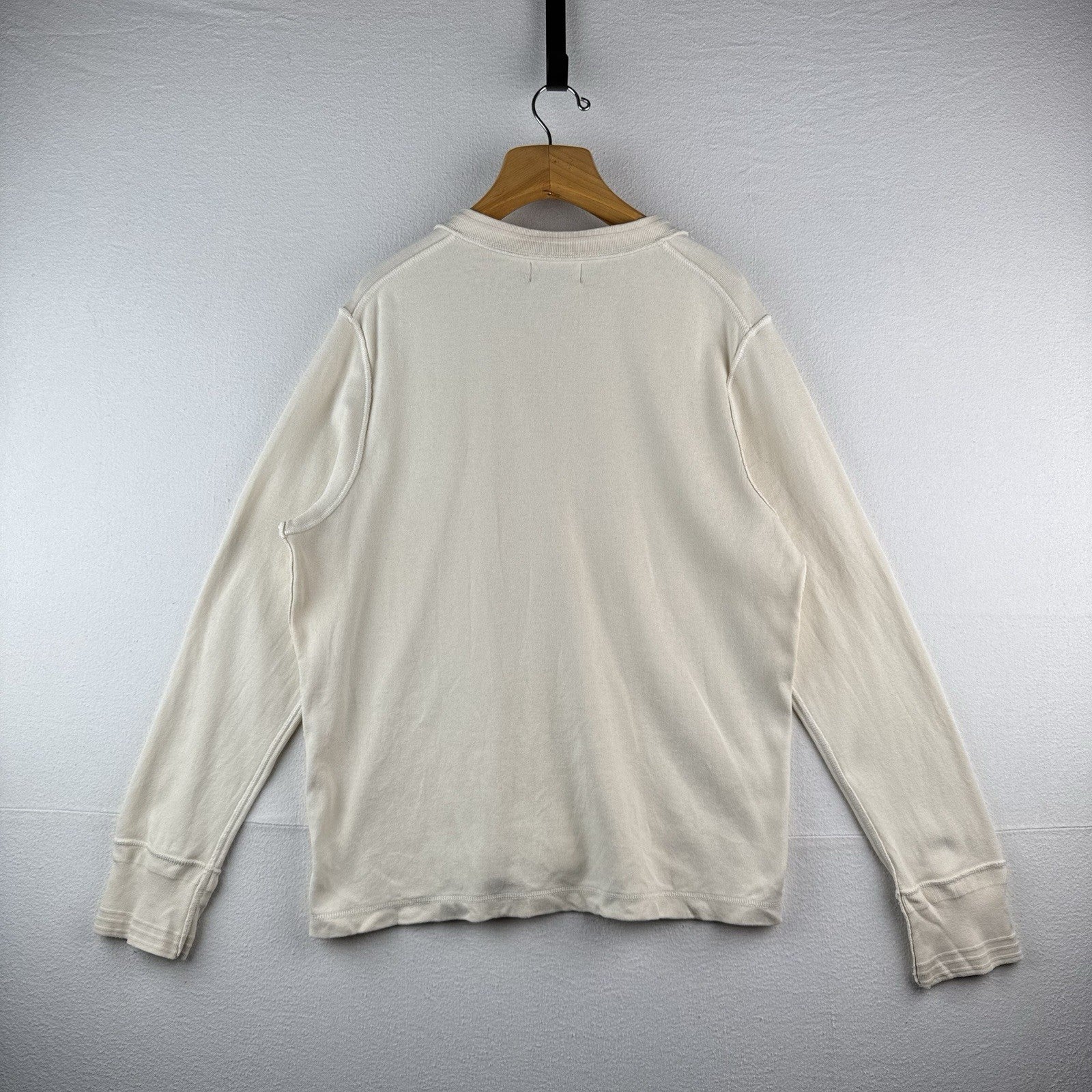 Vintage Polo Ralph Lauren Henley Shirt Mens 2XL Long Sleeve Cotton Beige