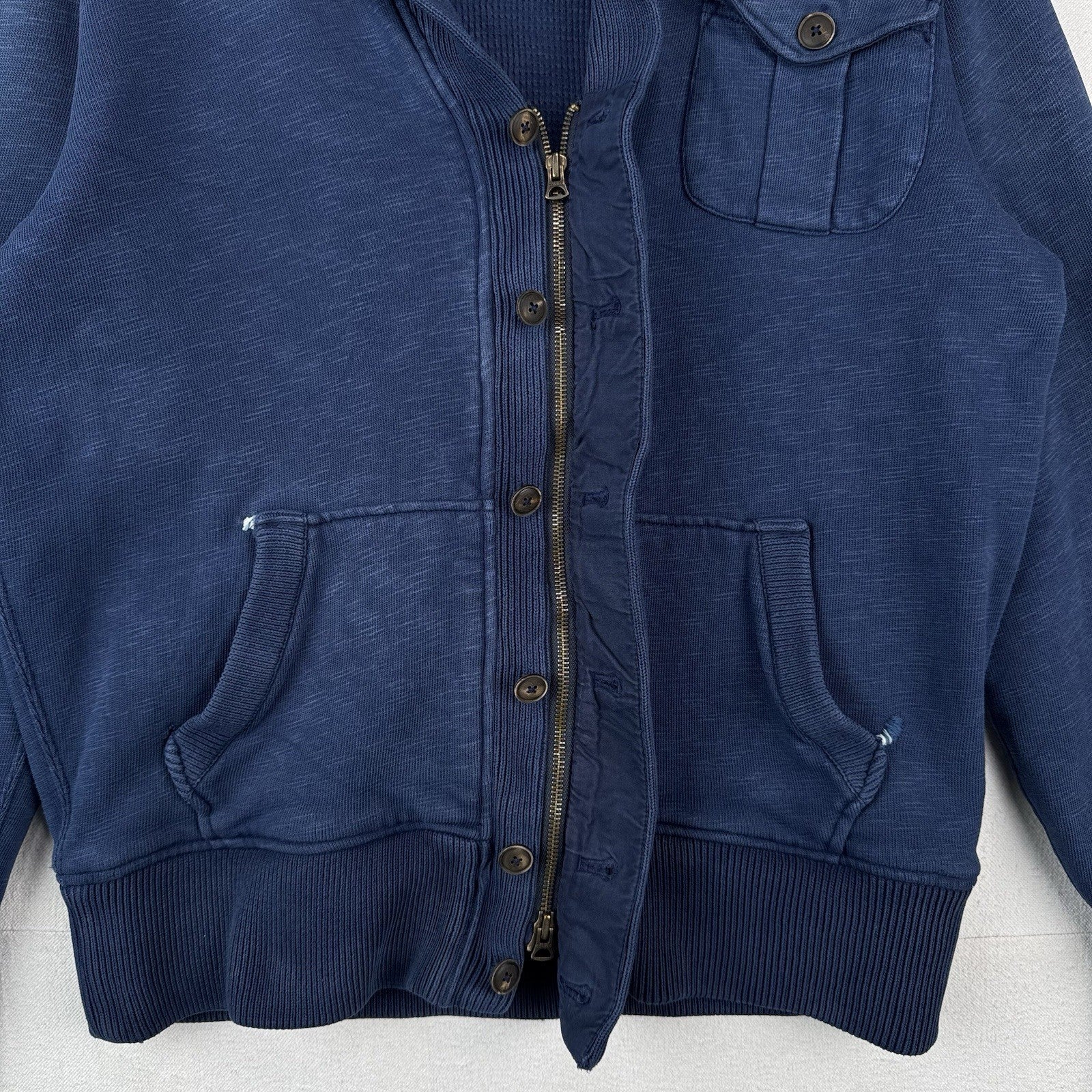 90’s Vtg Polo Ralph Lauren Shawl Collar Indigo Cardigan Cotton L Thermal Lining