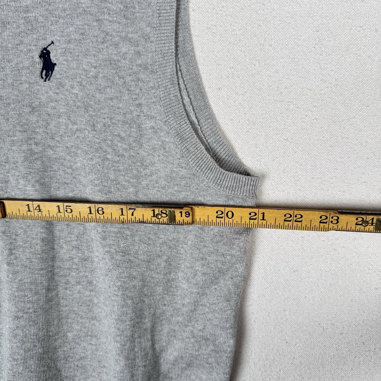 Polo Ralph Lauren Sweater Vest Men XL Regular Fit Gray Cotton Pullover V-Neck