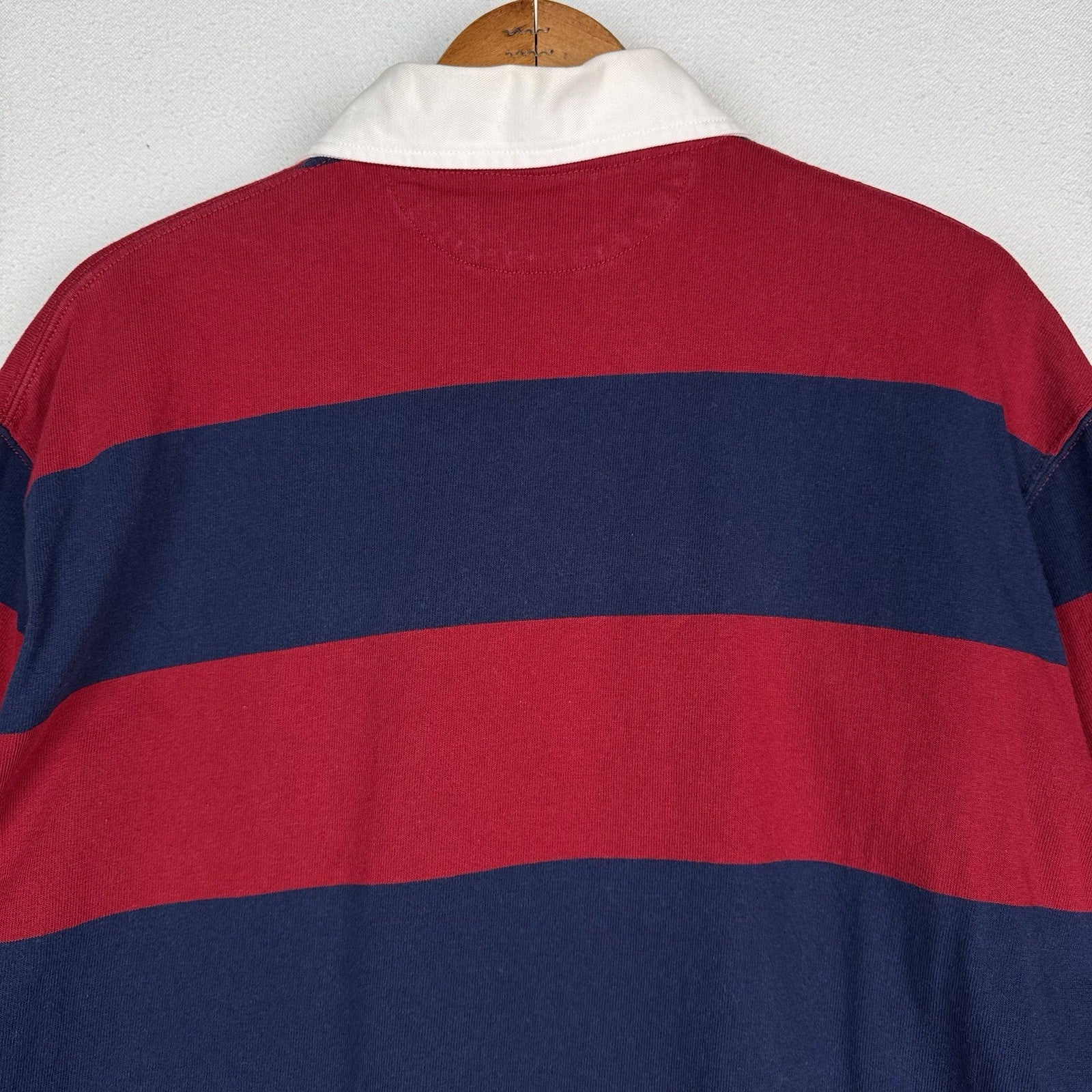 Polo Ralph Lauren Men's Navy/Dark Red Stripe Classic Fit Rugby Polo Shirt XL