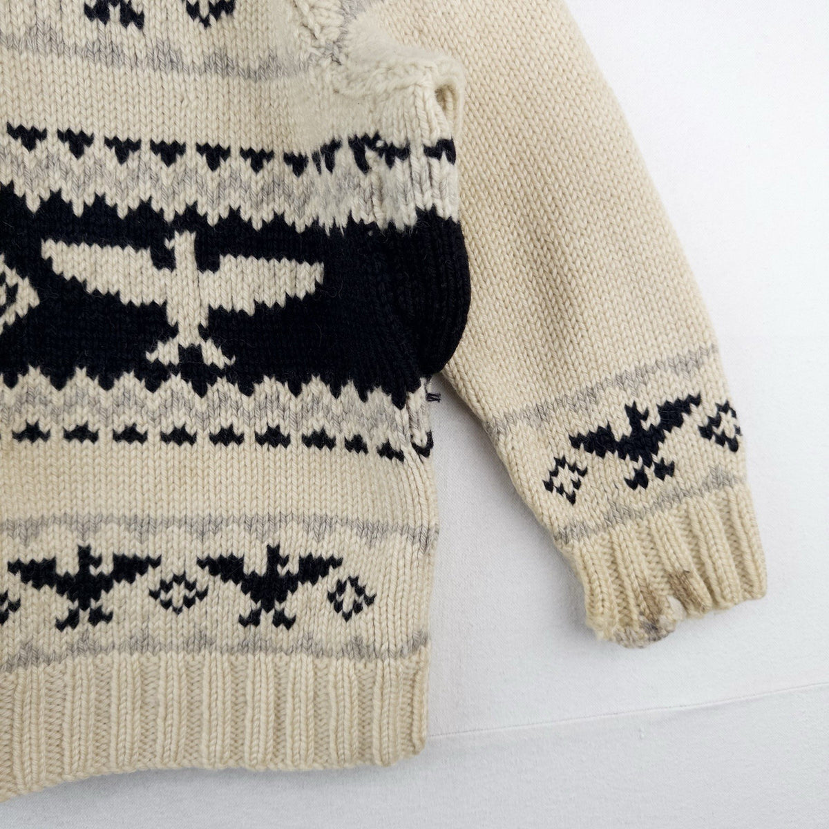 60’s Vtg Cowichan Hand Knit Thunderbird Wool Cardigan Sweater Men’s Large *Read
