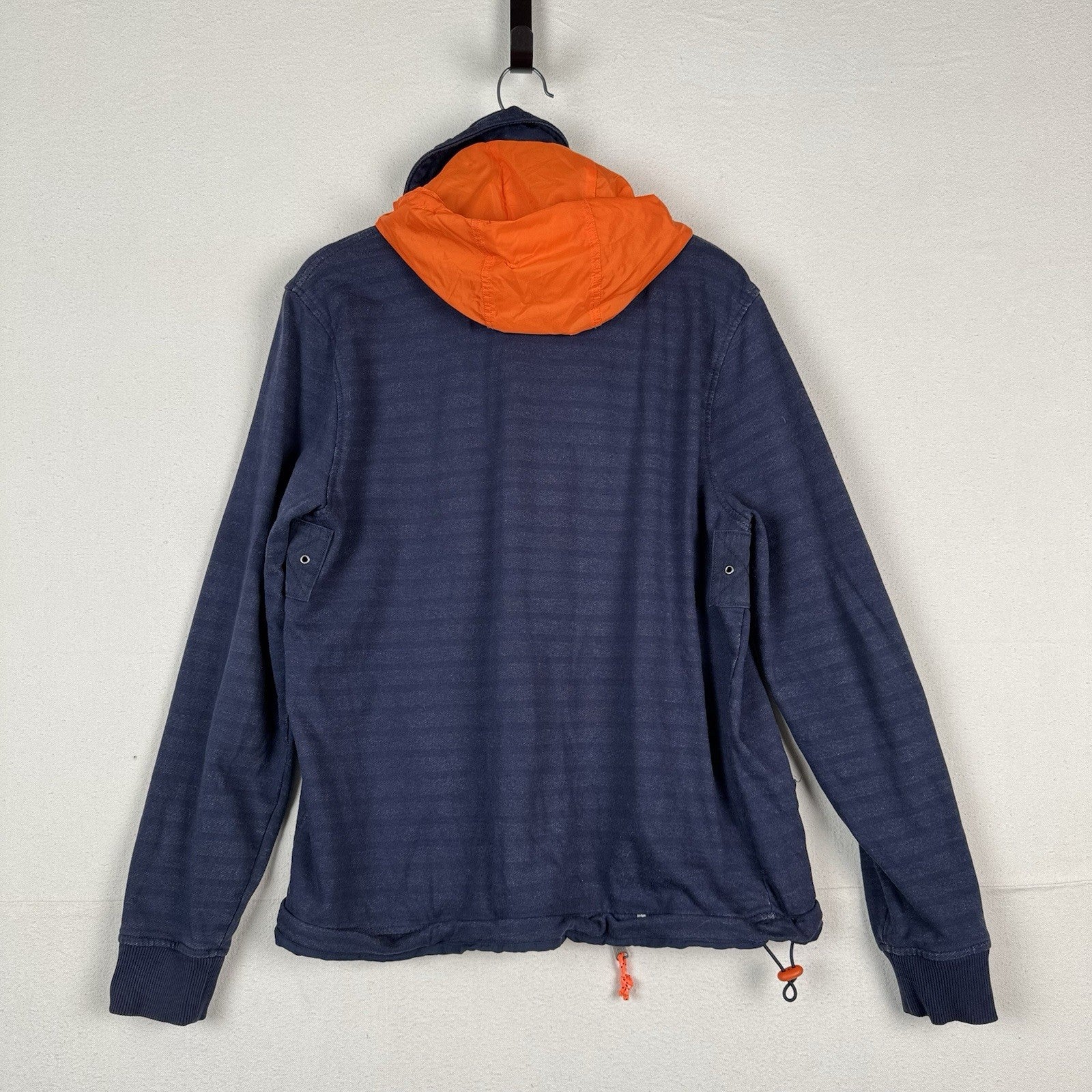 Tommy Hilfiger Navy Orange Women's Large Cotton Jacket Stowaway Hood