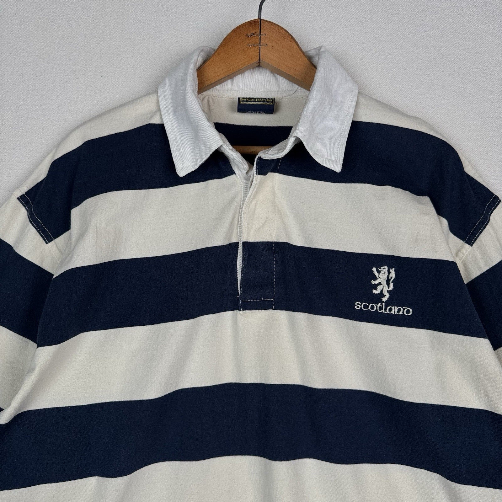 Vintage Scottish Experience Polo Shirt Mens XXL Gray Blue Rugby Royal Mile