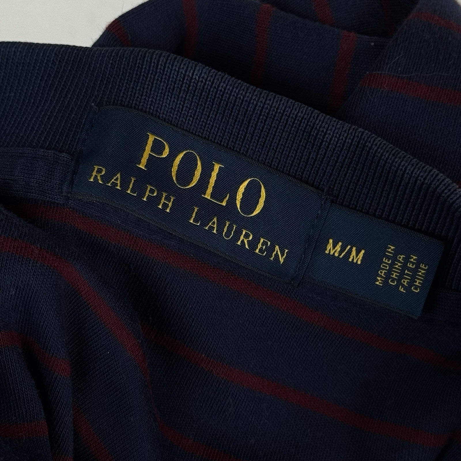 Polo Ralph Lauren Soft Touch Blue Red Striped Polo Shirt Mens Medium *read