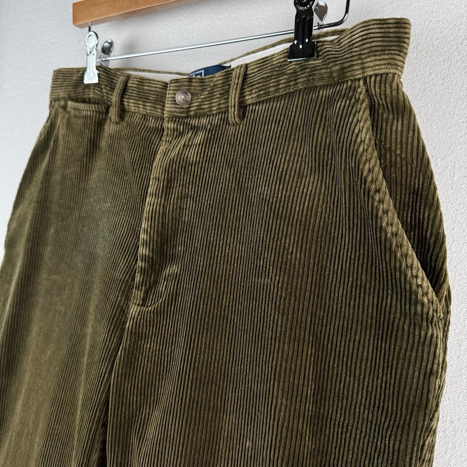 90’s Vtg Polo Ralph Lauren Mens Fits 32x30 Brown Corduroy Flat Front Chino Pants