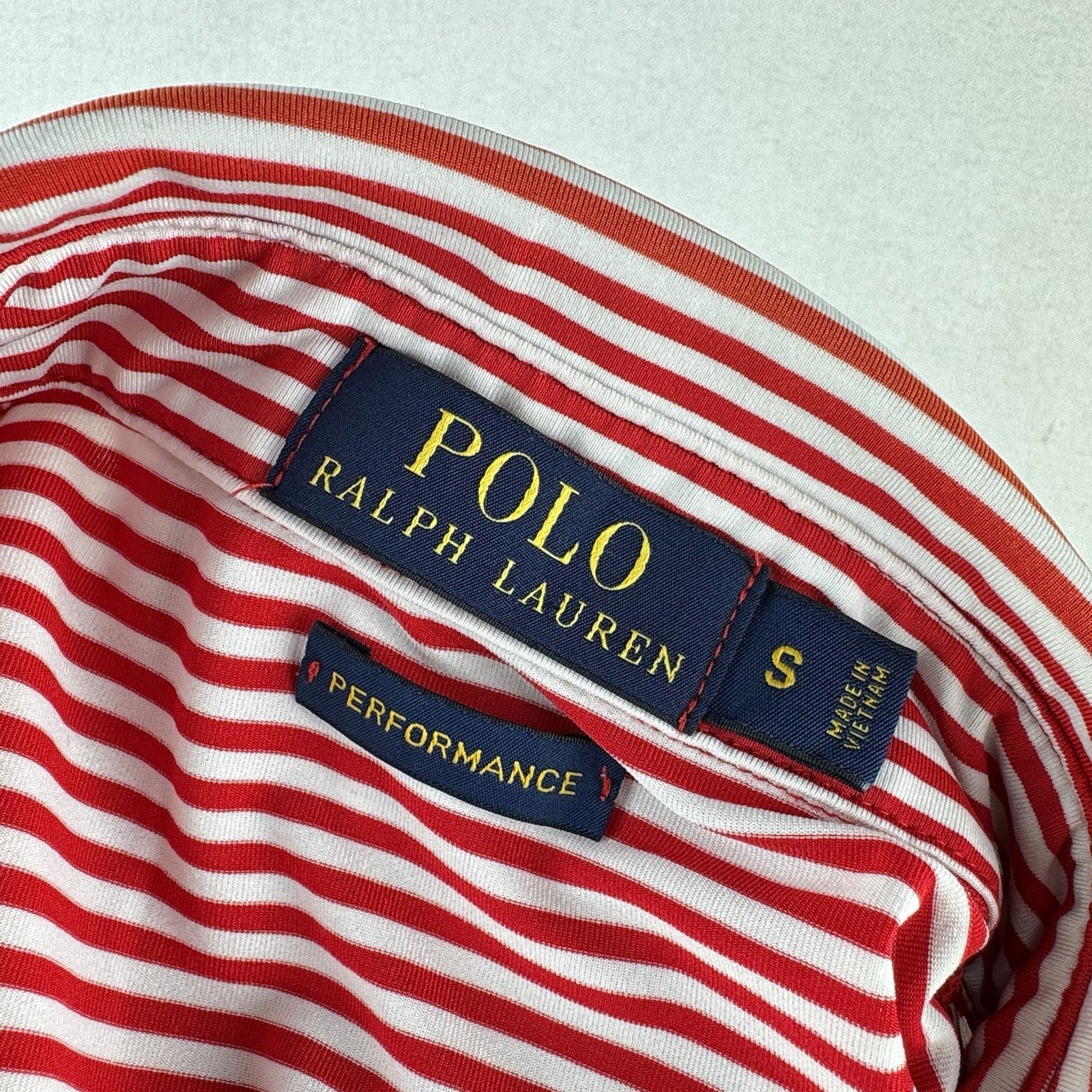 Polo Ralph Lauren Mens Small Performance Polo Shirt Red White Stripes Candy Cane