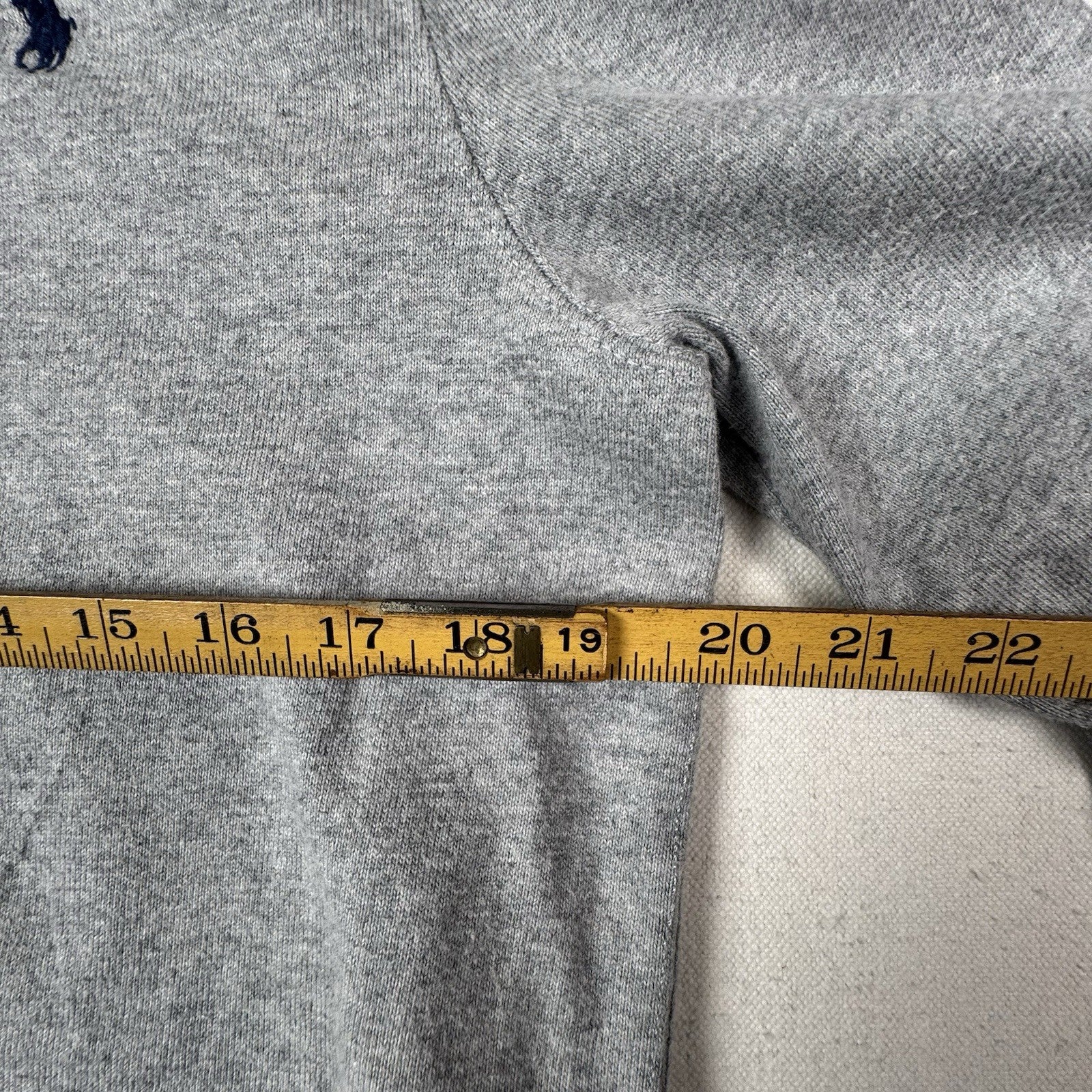 Polo Ralph Lauren Rugby Shirt Men’s Medium Gray LS Elbow Patch Cropped 17”