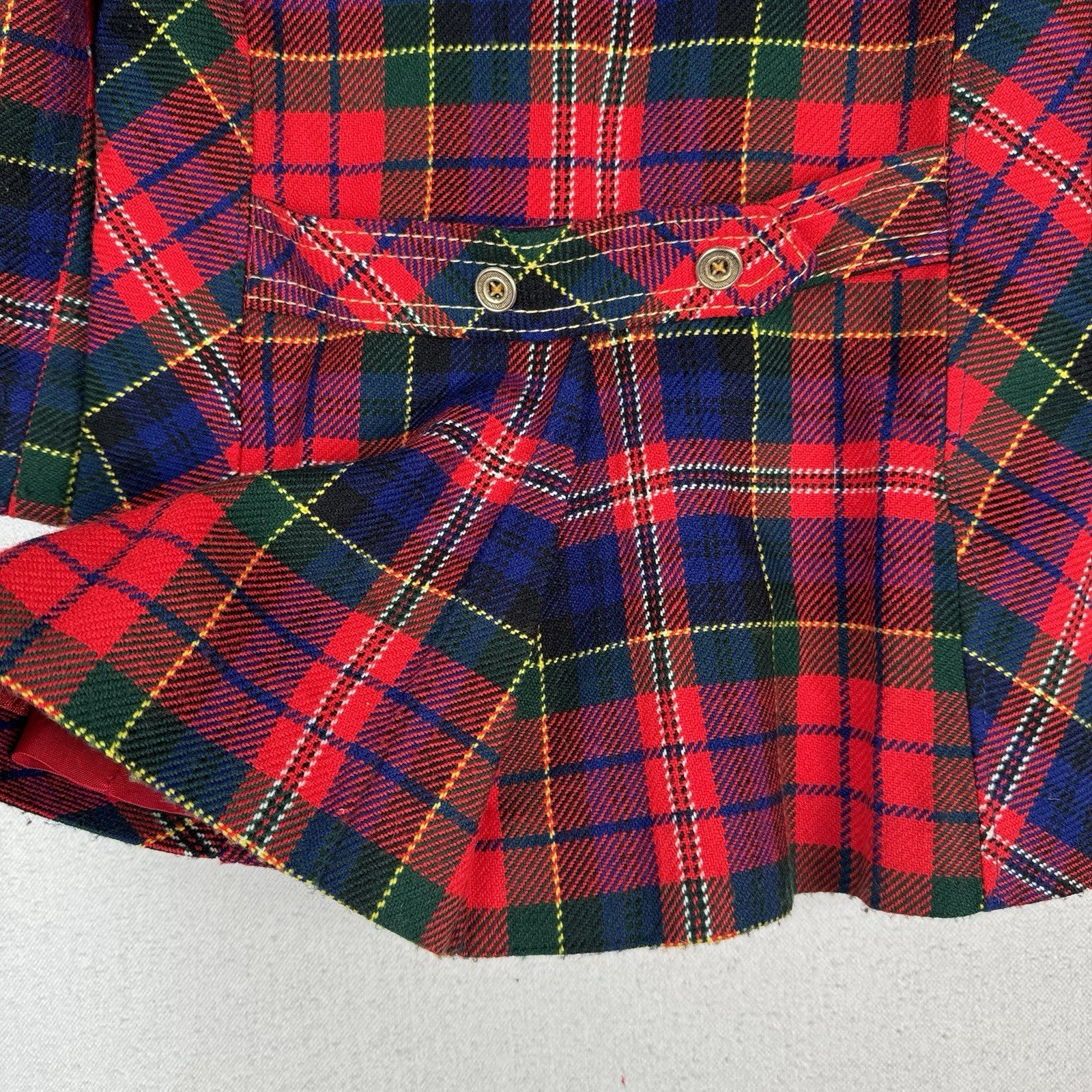 Vintage 60’s 70’s Red Tartan Plaid Car Coat Gold Buttons Made Canada 3T Toddler