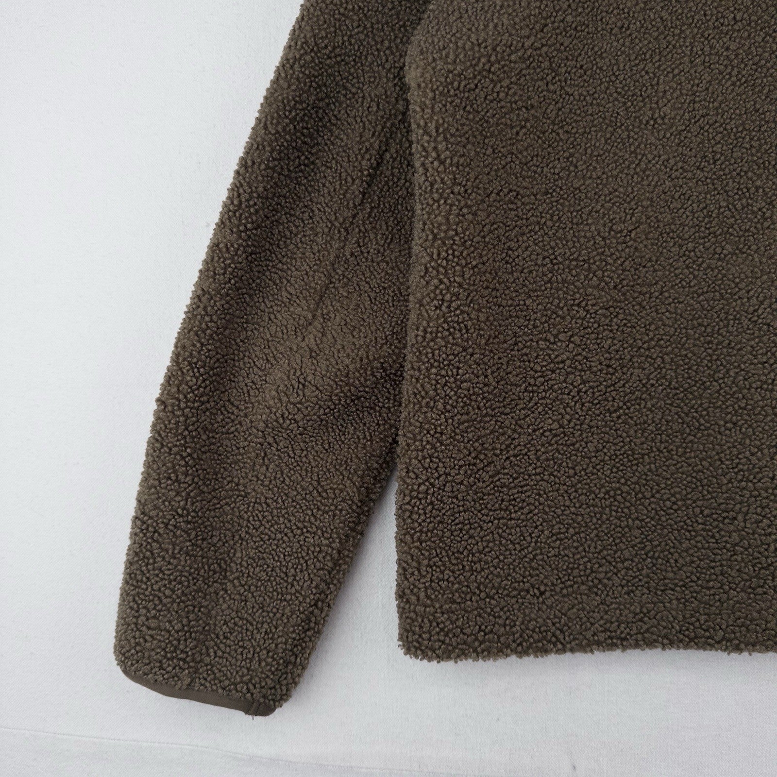 Uniqlo Pile Fleece Military Crew Cardigan Sweater Jacket Coffee Brown Small (38)