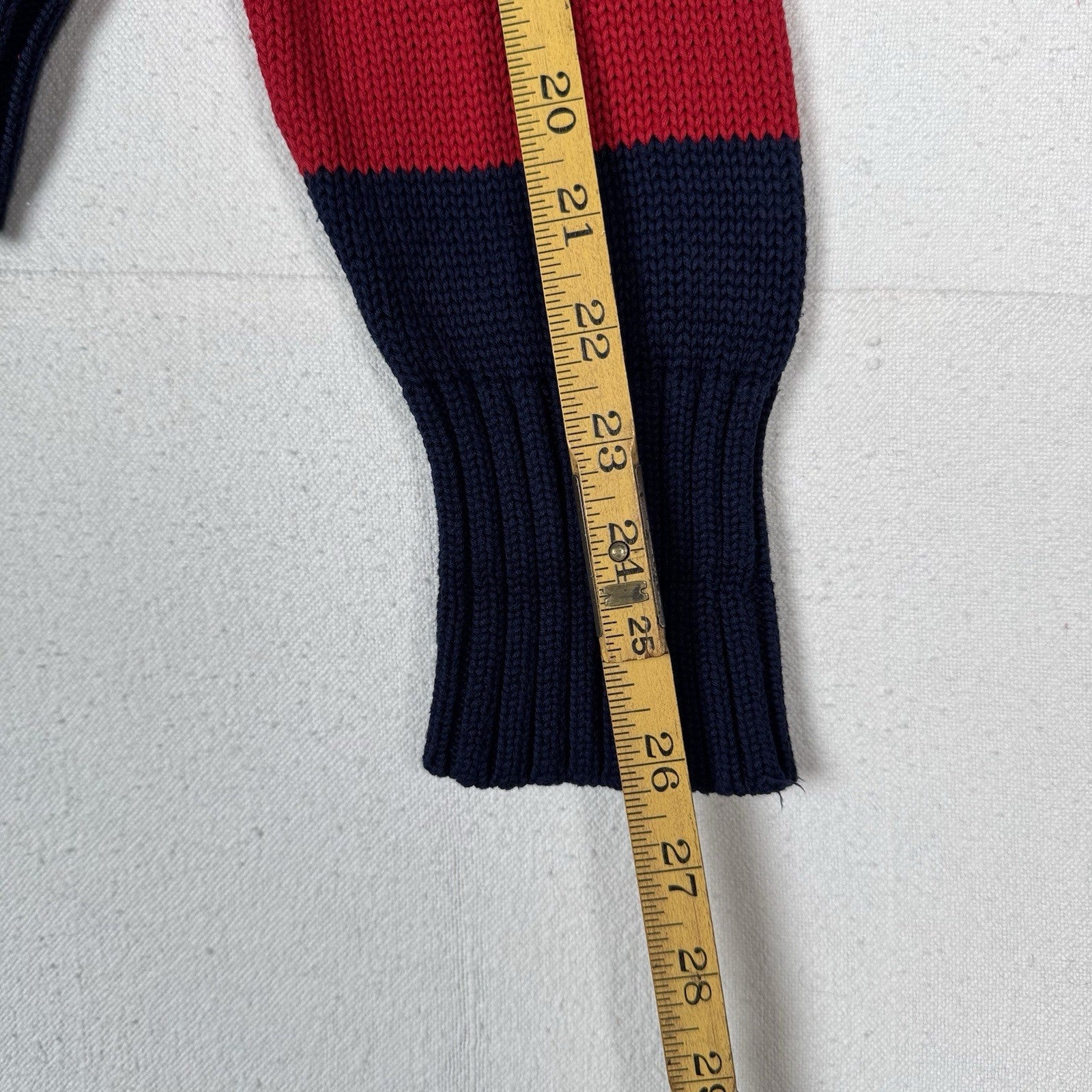 90’s Vtg Polo Ralph Lauren Knit Sweater Men’s M Red Navy Blue Color Block *Read
