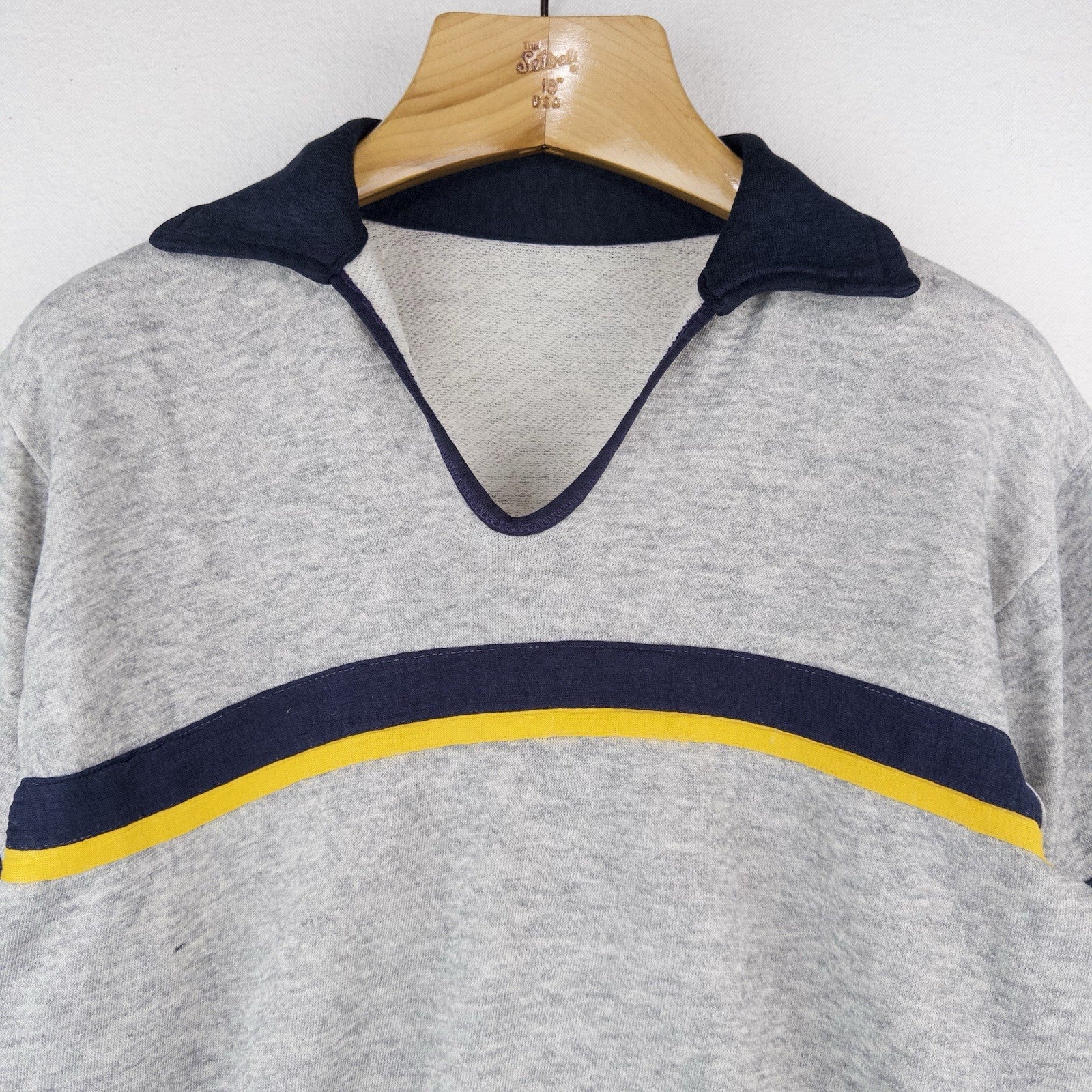70’s Vtg Champion Skipper Collar Pullover Thin Sweatshirt M (42) Gray *No Tag