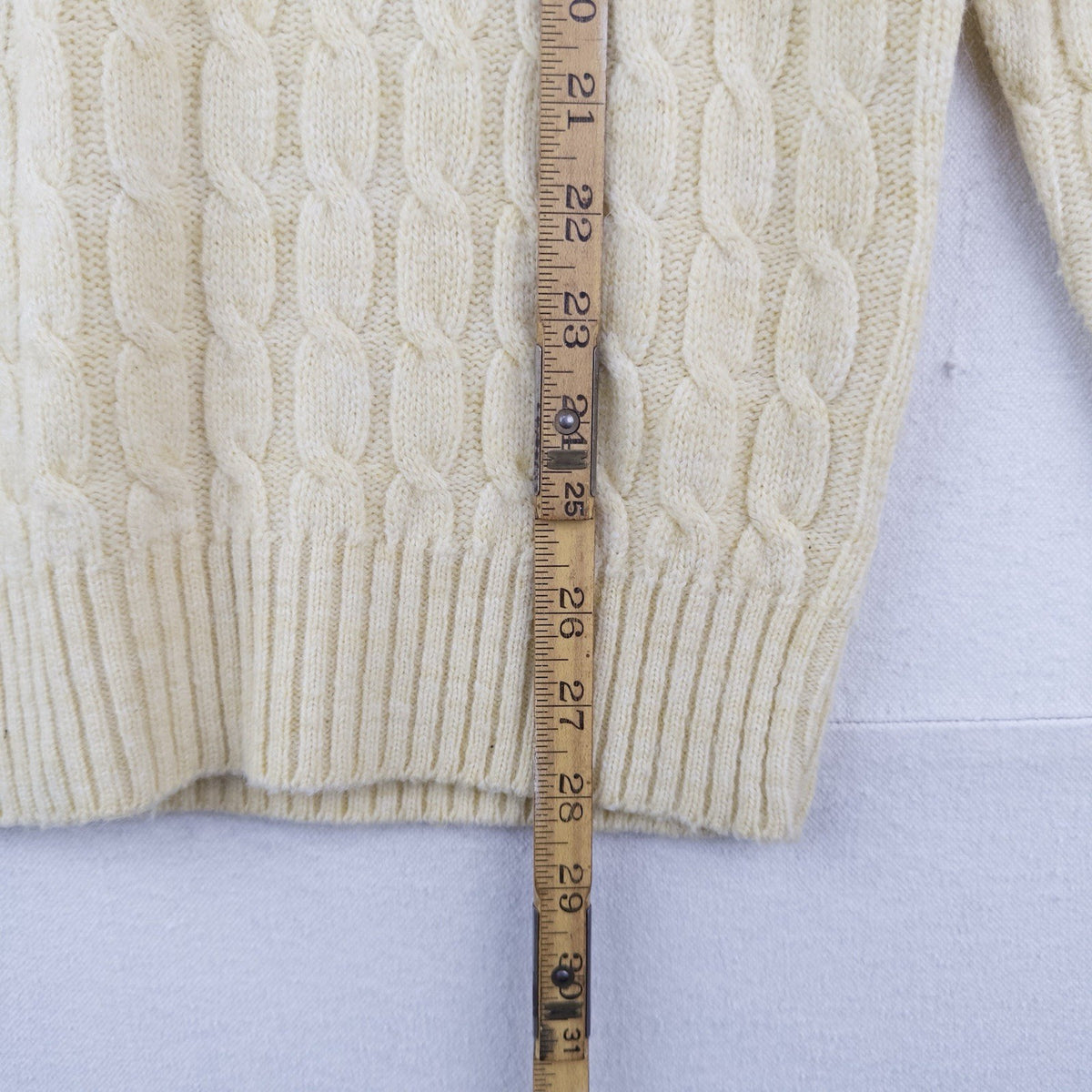 80’s Vtg Lord Jeff Sweater Men’s Large Yellow Cable-Knit Crewneck Pullover USA