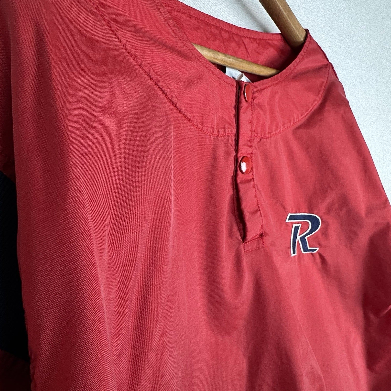 Vtg Boathouse Baseball Club Golf Mens XL Red Windbreaker 1/4 Snap Pullover USA