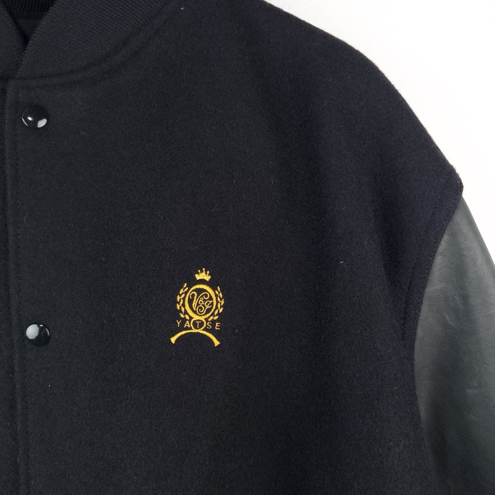 1984 Burger King Varsity Jacket Black Snap Front XL Wool Leather Sleeves USA