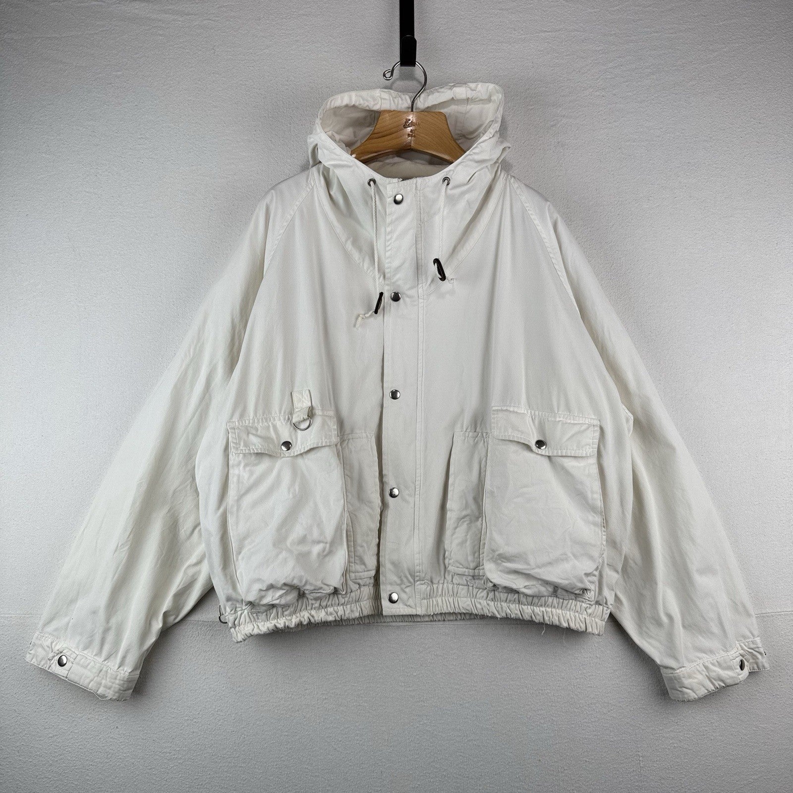 90’s Vintage Polo Ralph Lauren Regatta Jacket Men's XL Cotton Cream Utility Hood